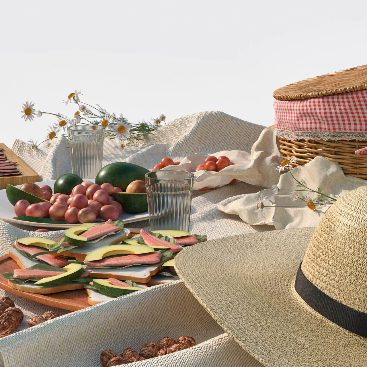 Picnic items on table 3D model_6