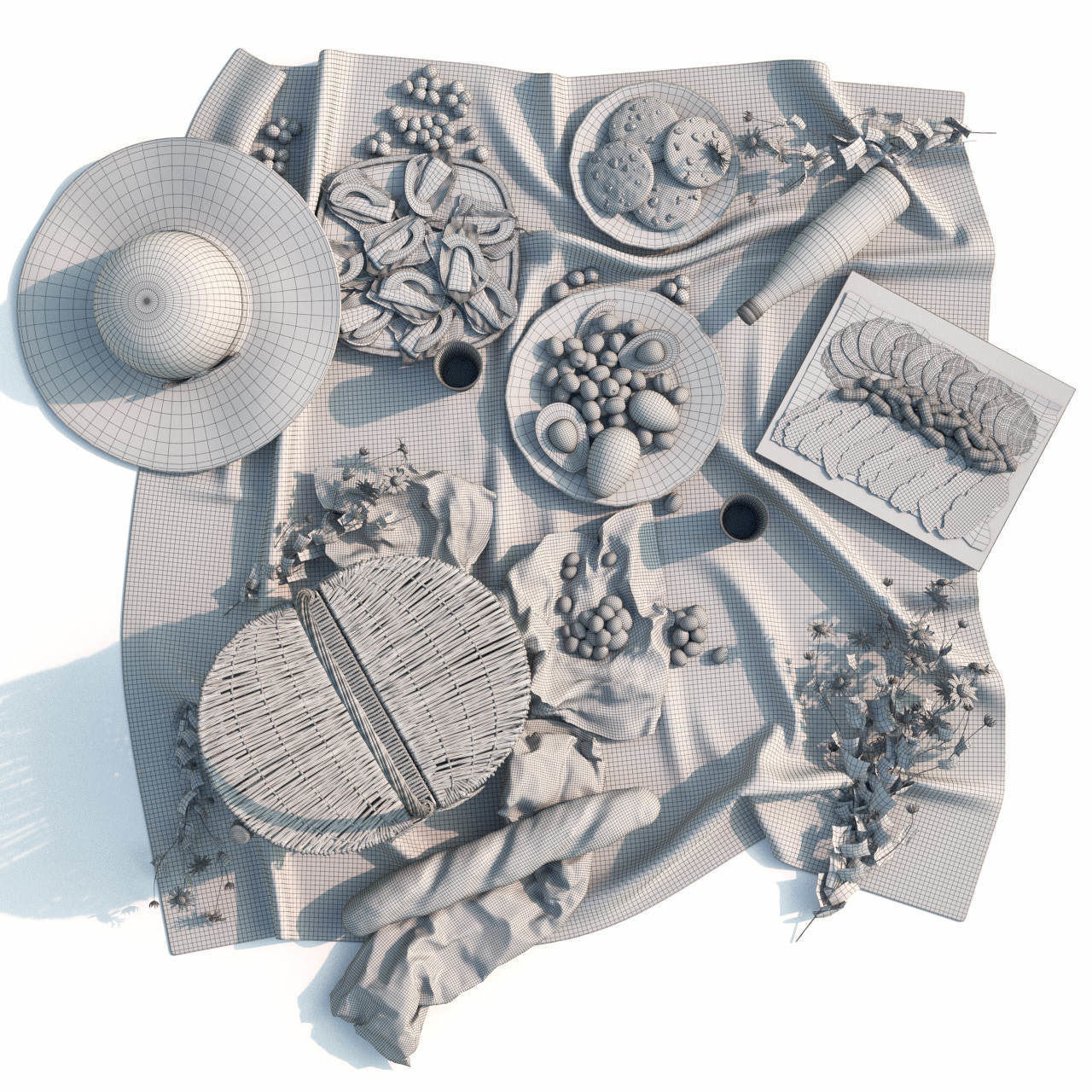 Picnic items on table 3D model_7