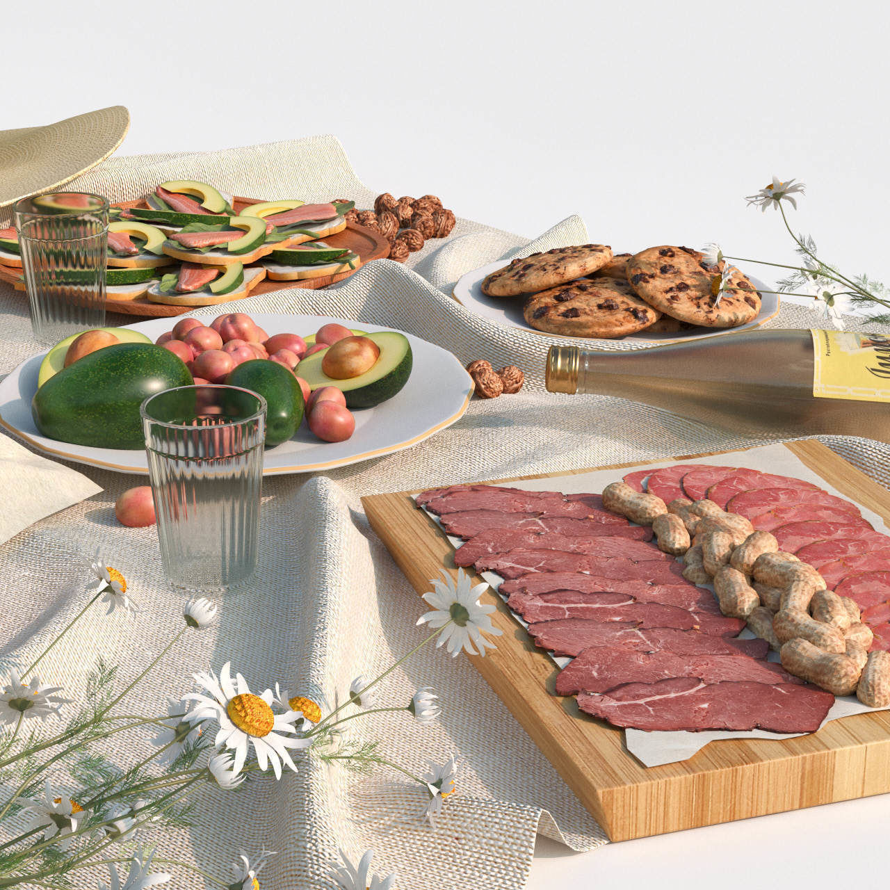 Picnic items on table 3D model_5