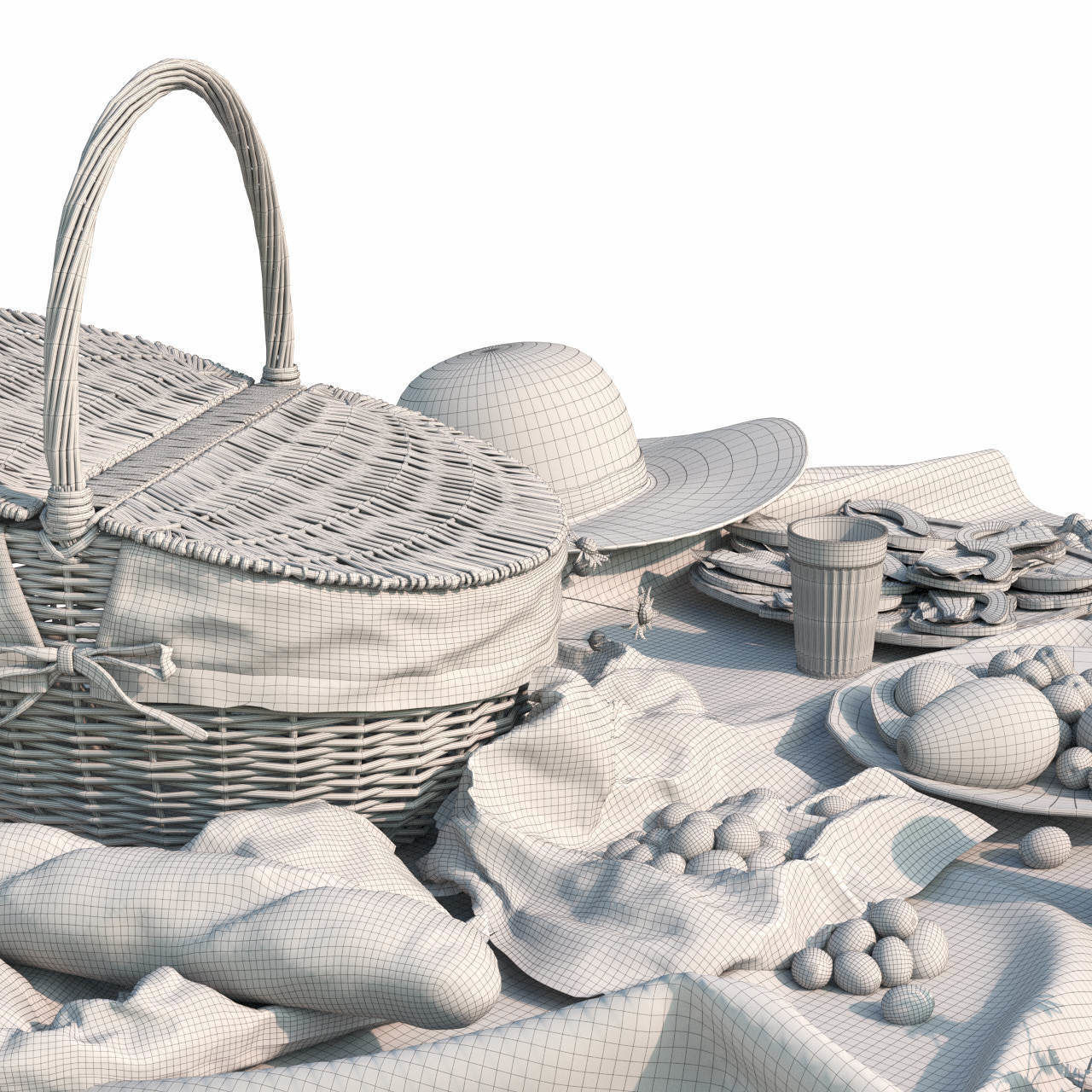Picnic items on table 3D model_8