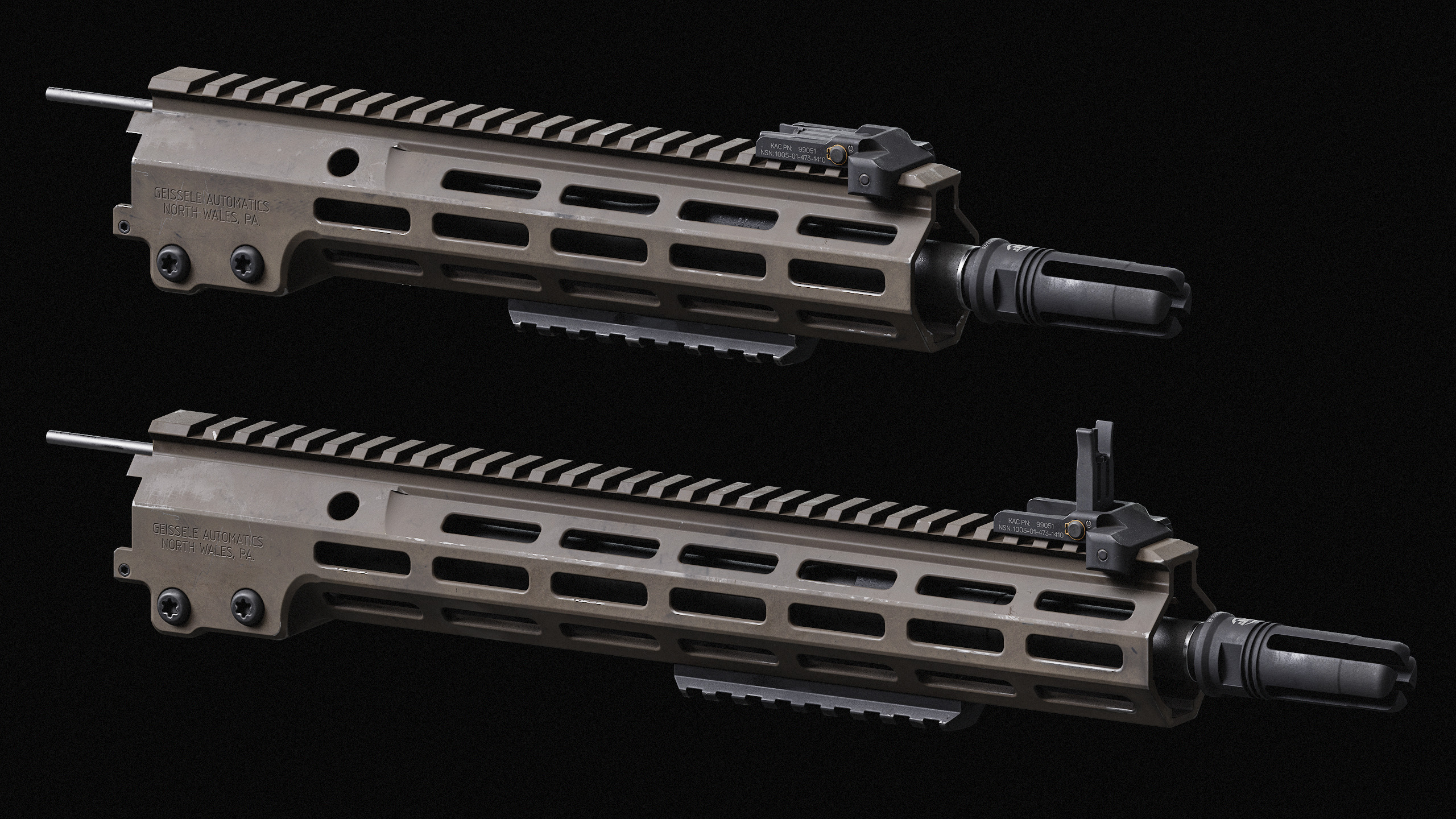 AR-15 SMR Handguard Low-poly 3D model_3