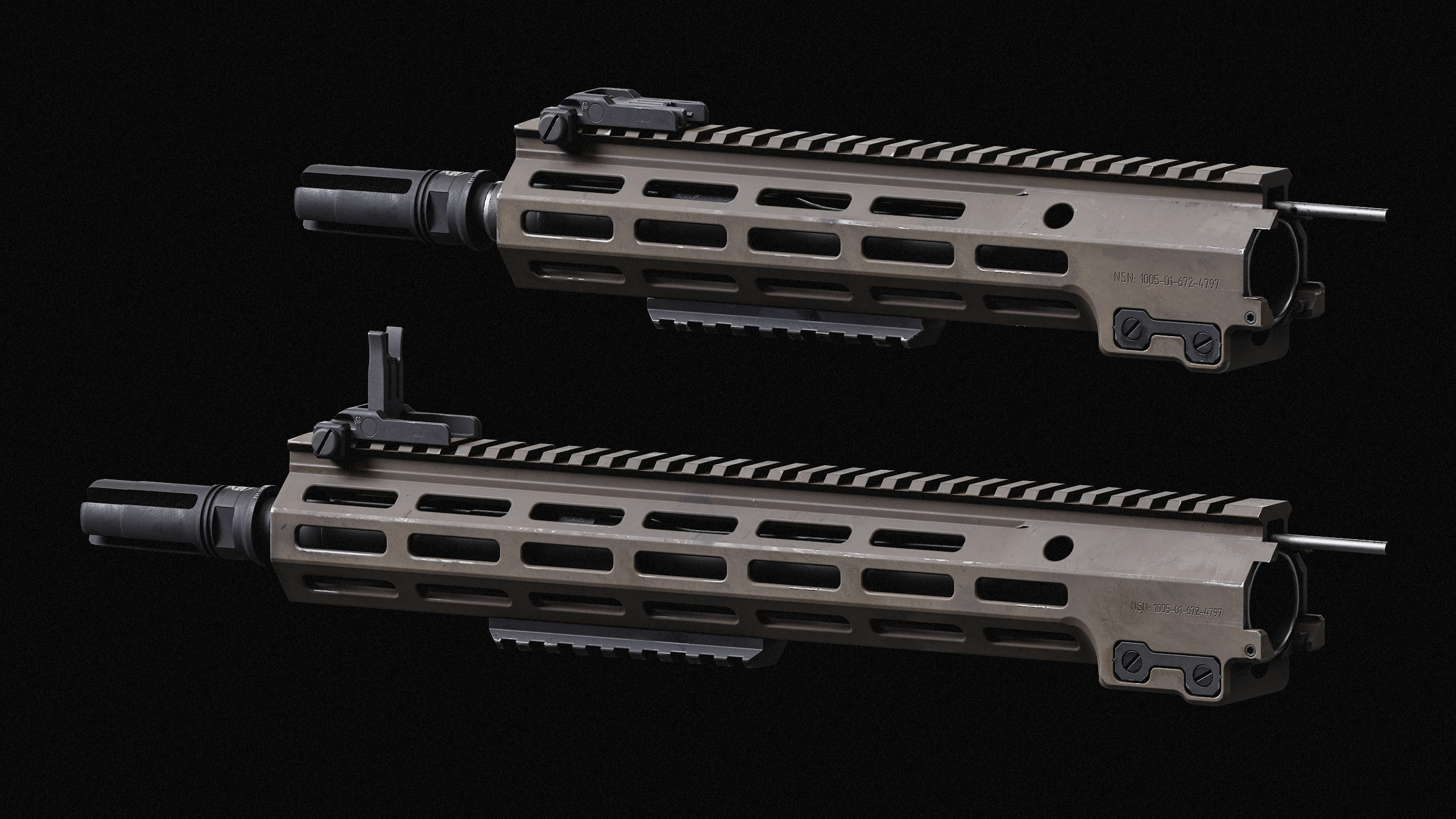 AR-15 SMR Handguard Low-poly 3D model_4