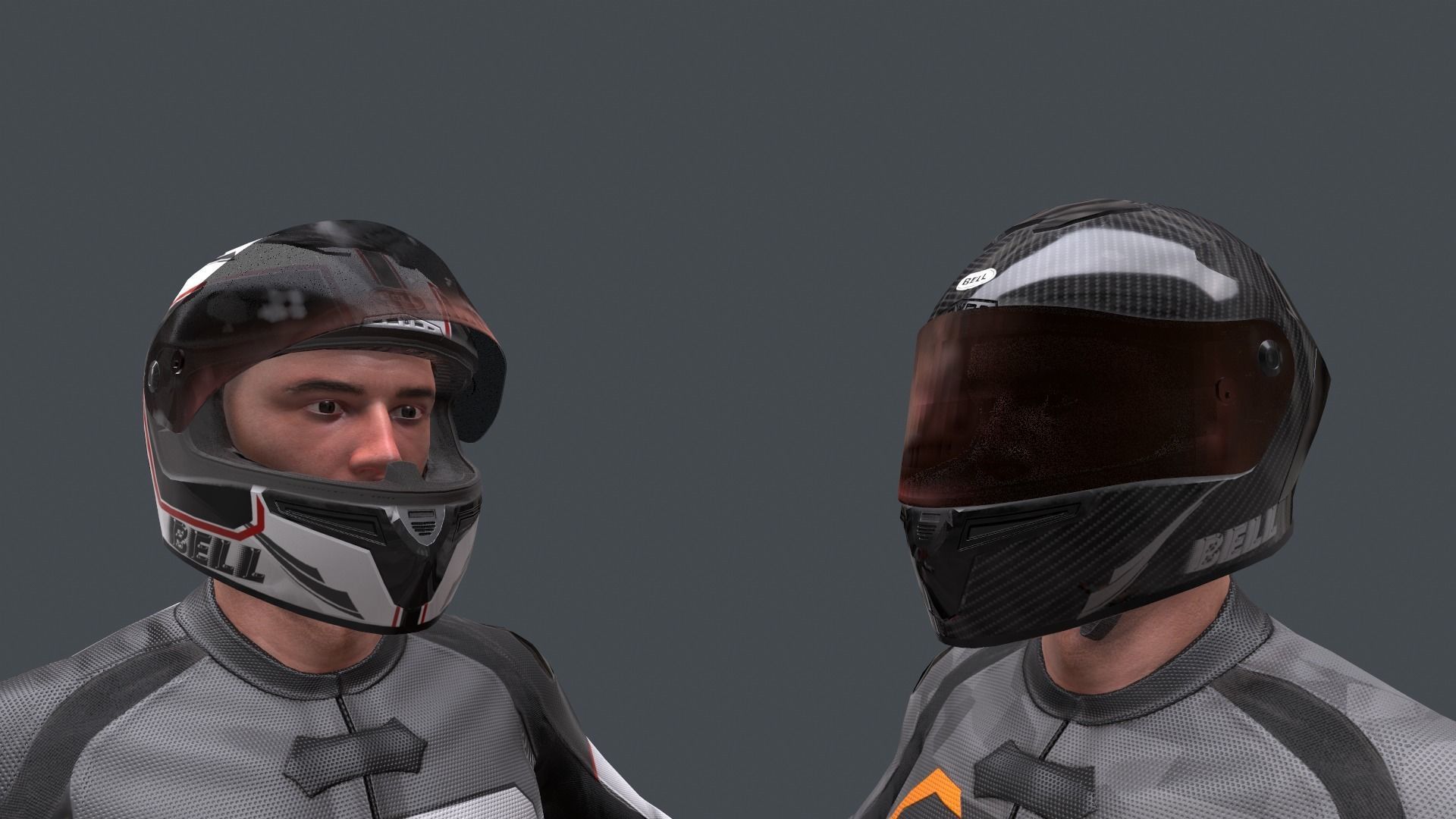 motorcycle rider in racing suit Low-poly 3D model_8
