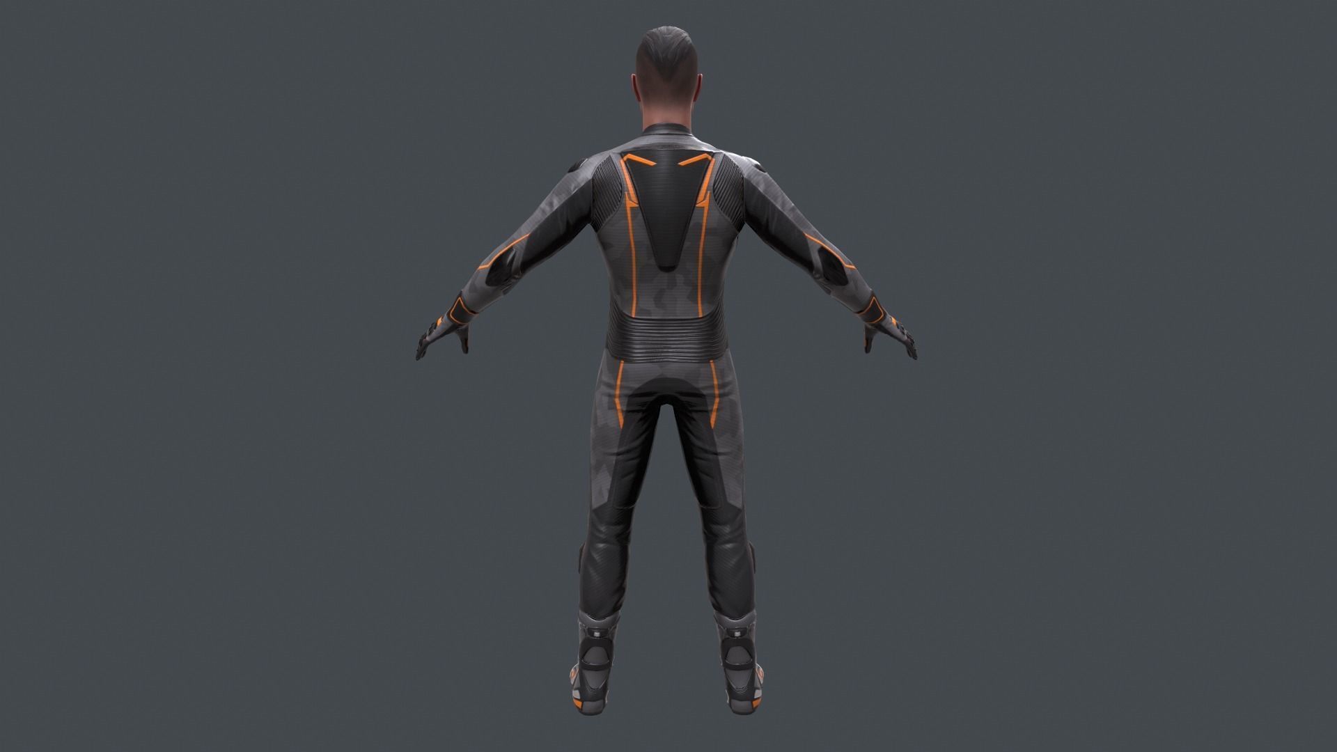motorcycle rider in racing suit Low-poly 3D model_7