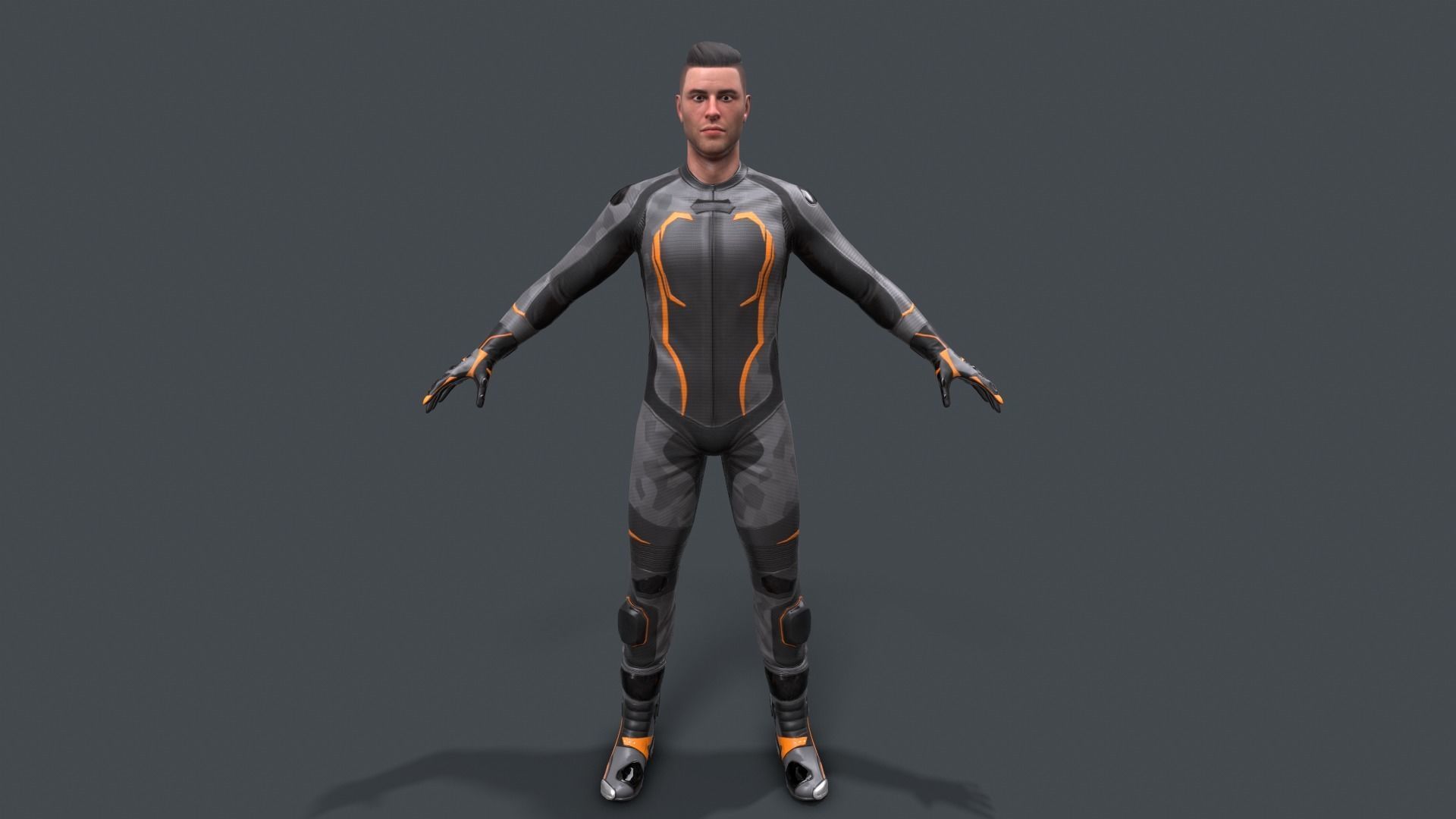 motorcycle rider in racing suit Low-poly 3D model_6
