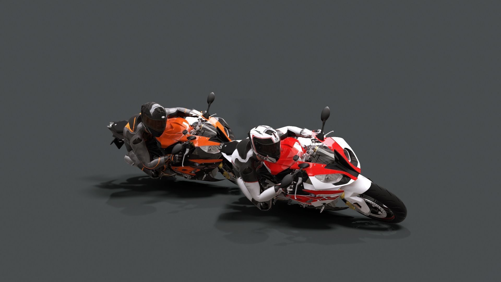 motorcycle rider in racing suit Low-poly 3D model_1