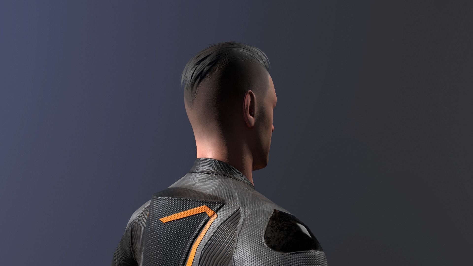 motorcycle rider in racing suit Low-poly 3D model_10