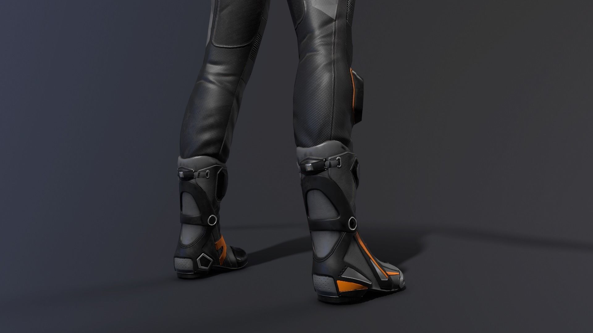 motorcycle rider in racing suit Low-poly 3D model_14