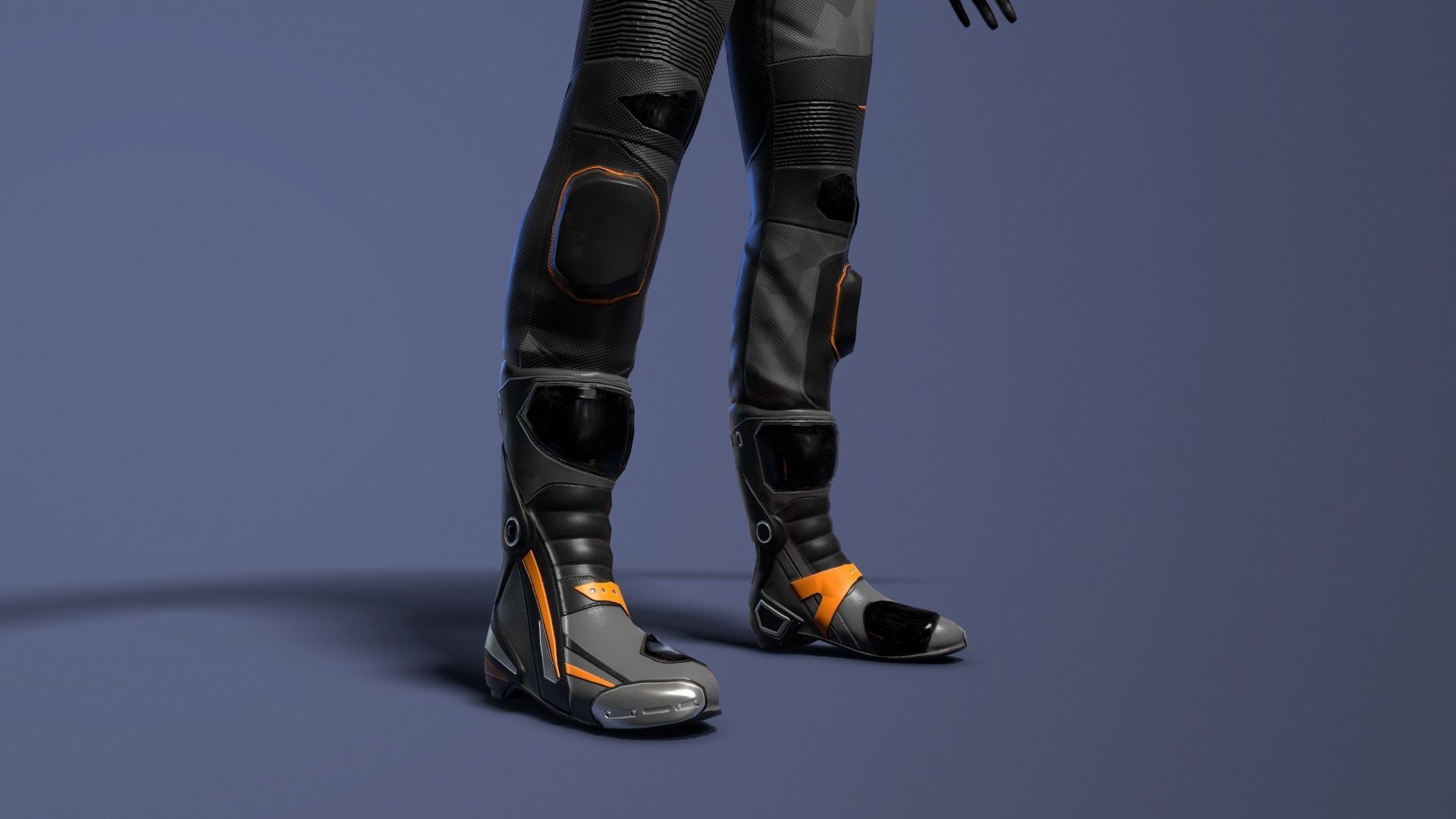 motorcycle rider in racing suit Low-poly 3D model_13