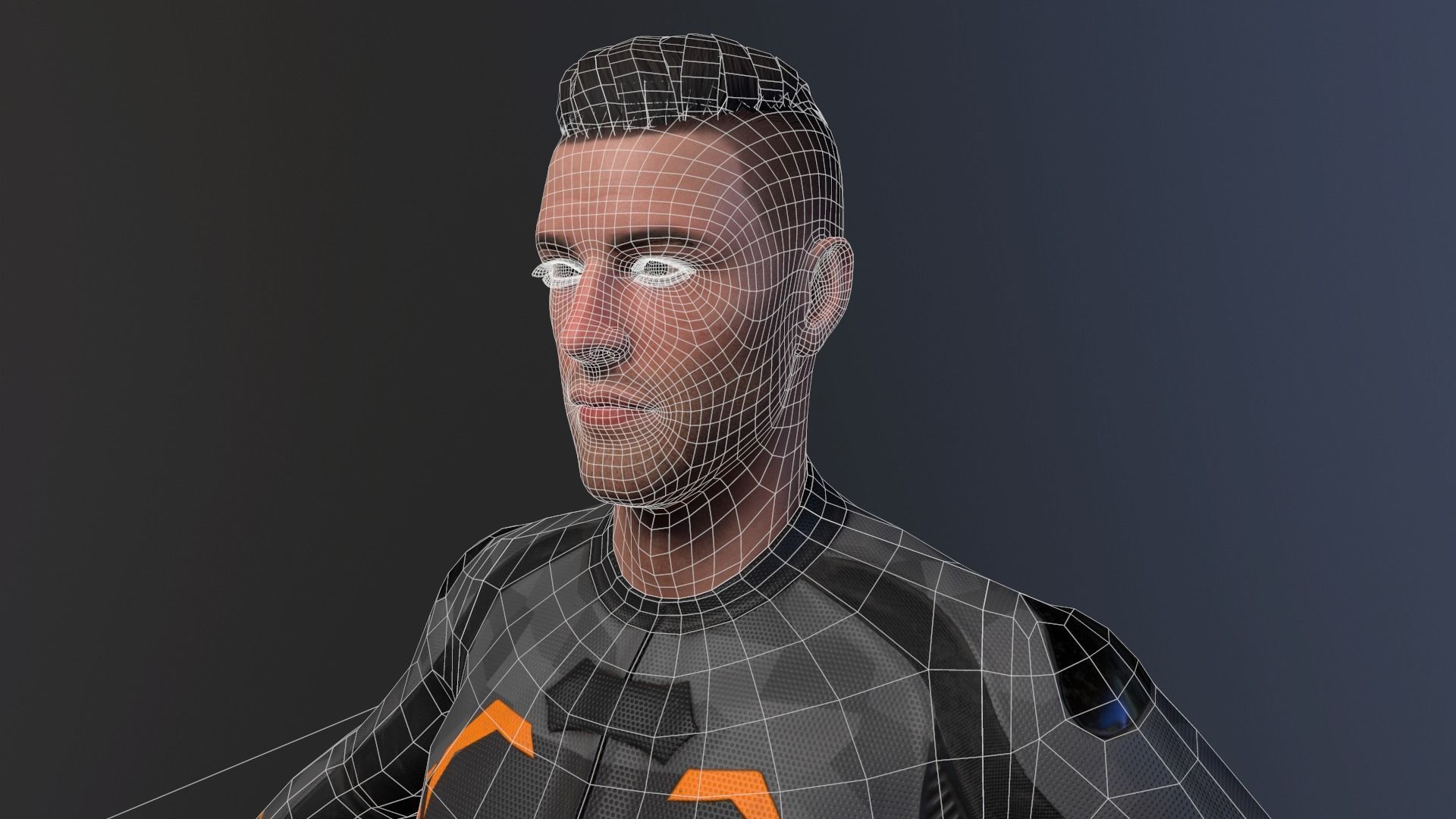 motorcycle rider in racing suit Low-poly 3D model_11