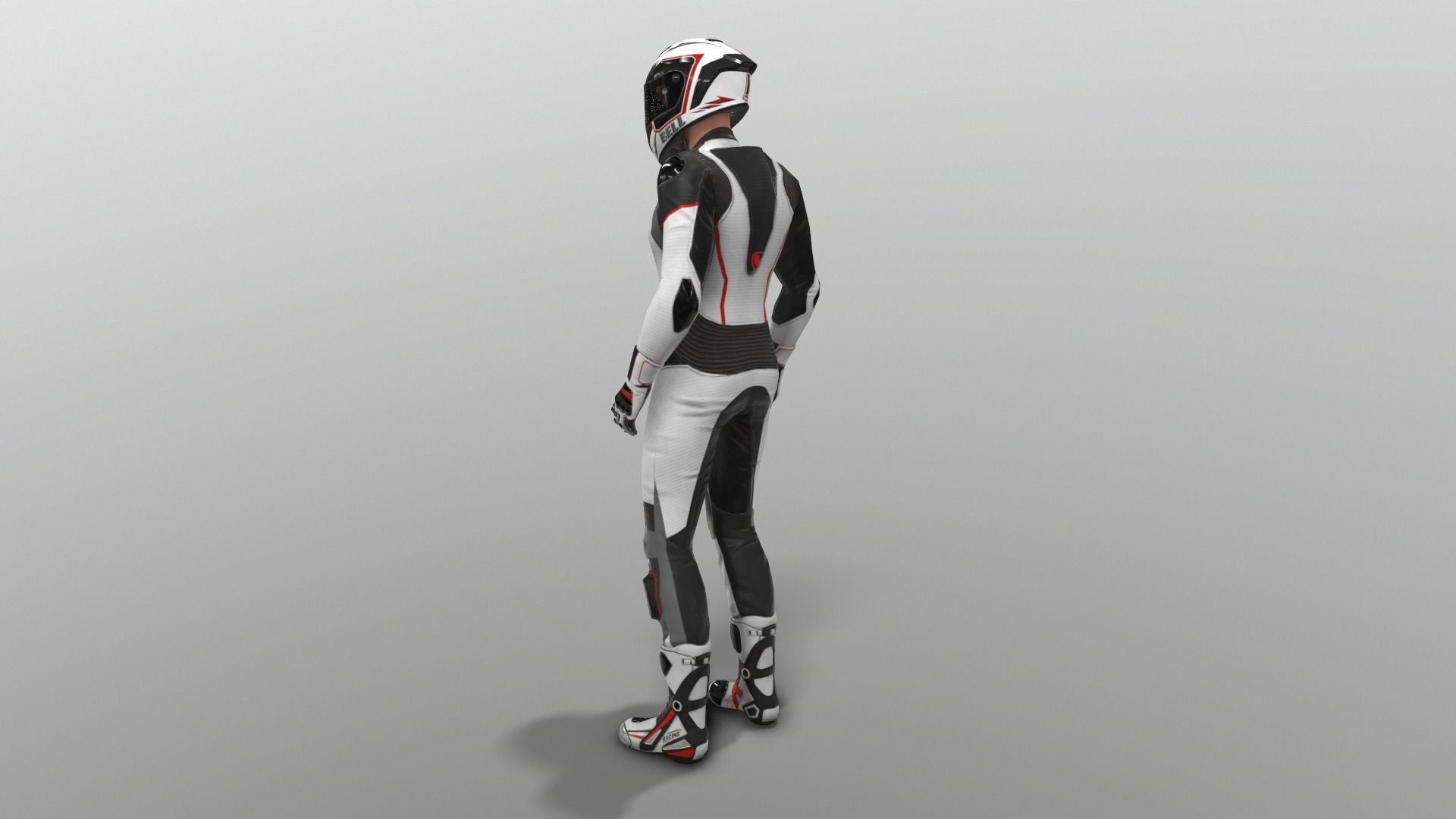 motorcycle rider in racing suit Low-poly 3D model_3
