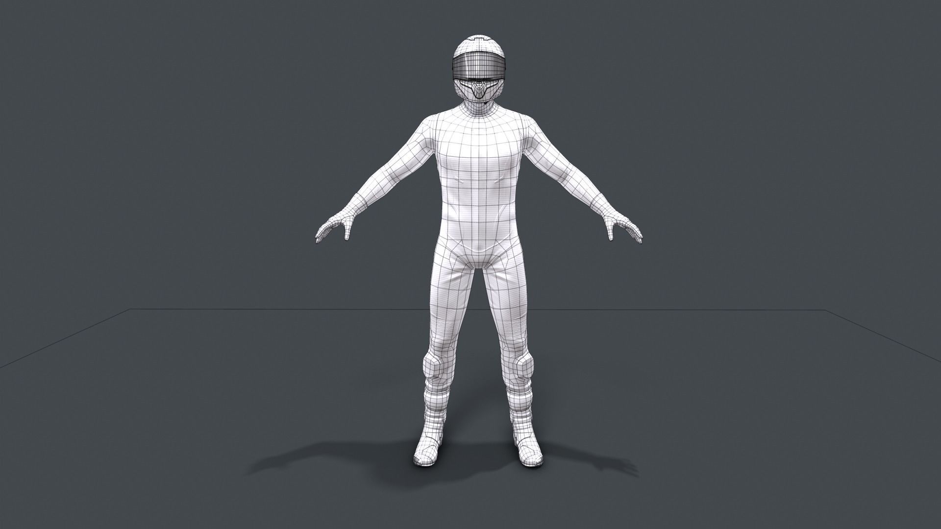motorcycle rider in racing suit Low-poly 3D model_16