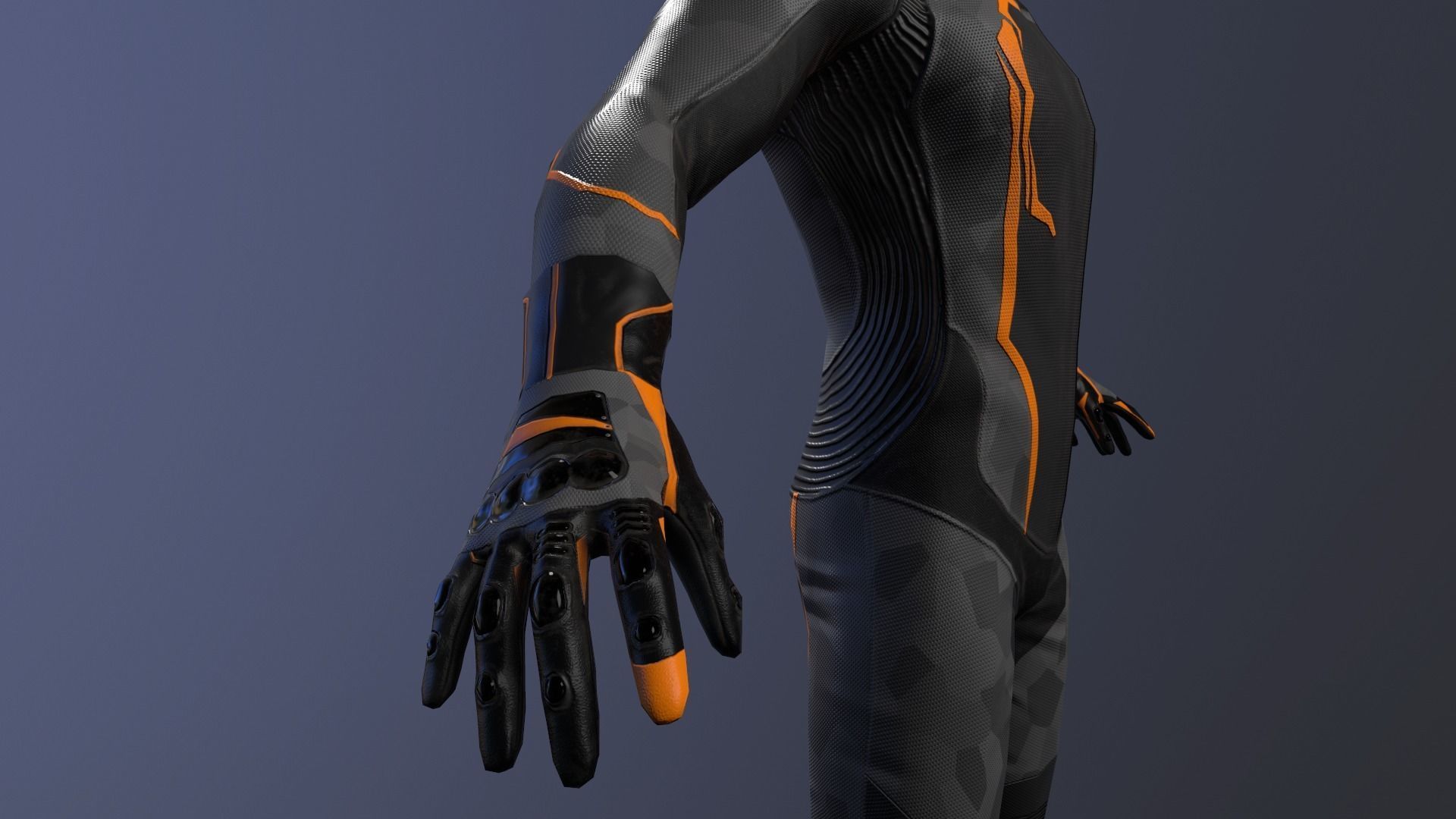 motorcycle rider in racing suit Low-poly 3D model_12