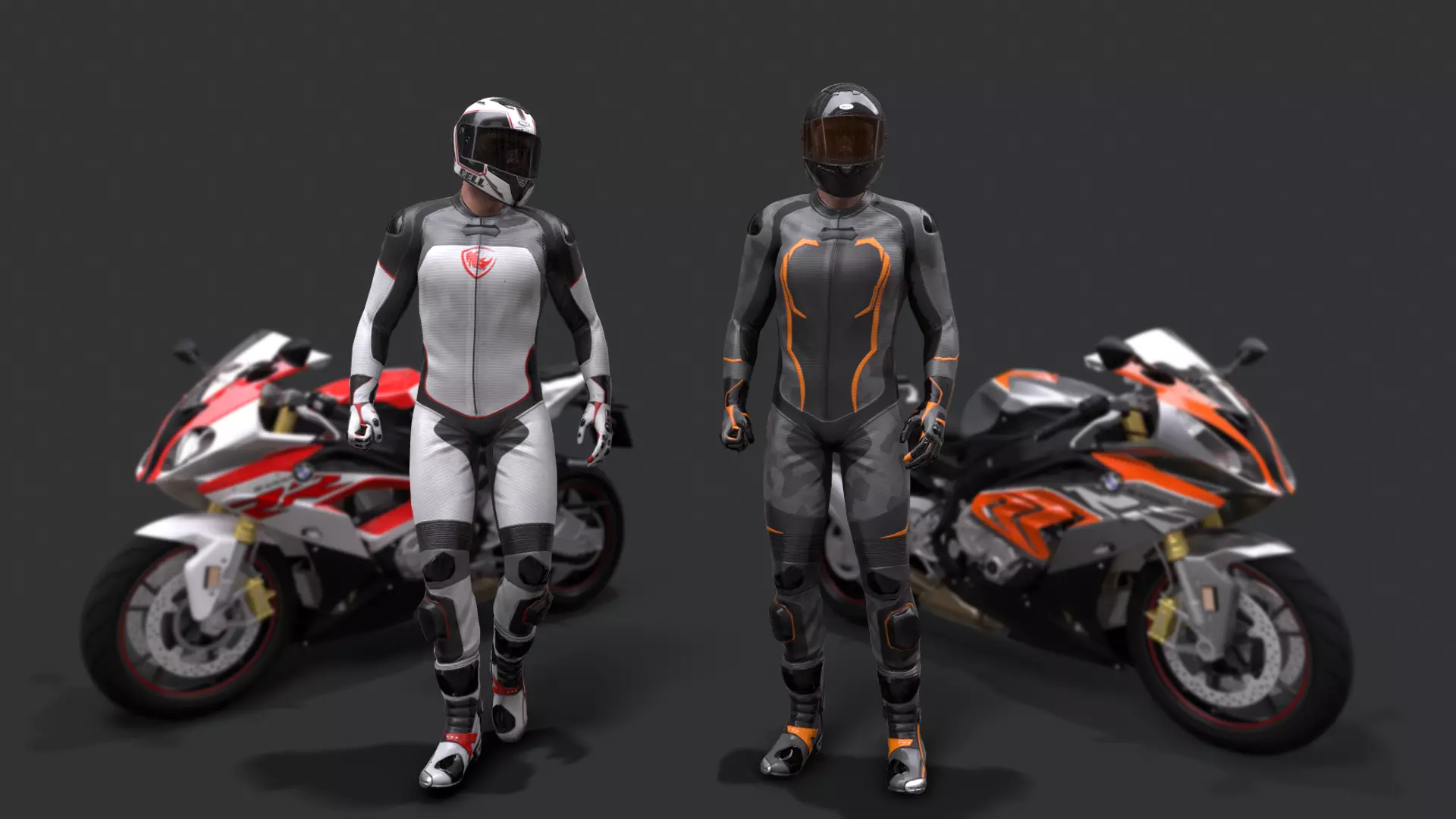 motorcycle rider in racing suit Low-poly 3D model_0