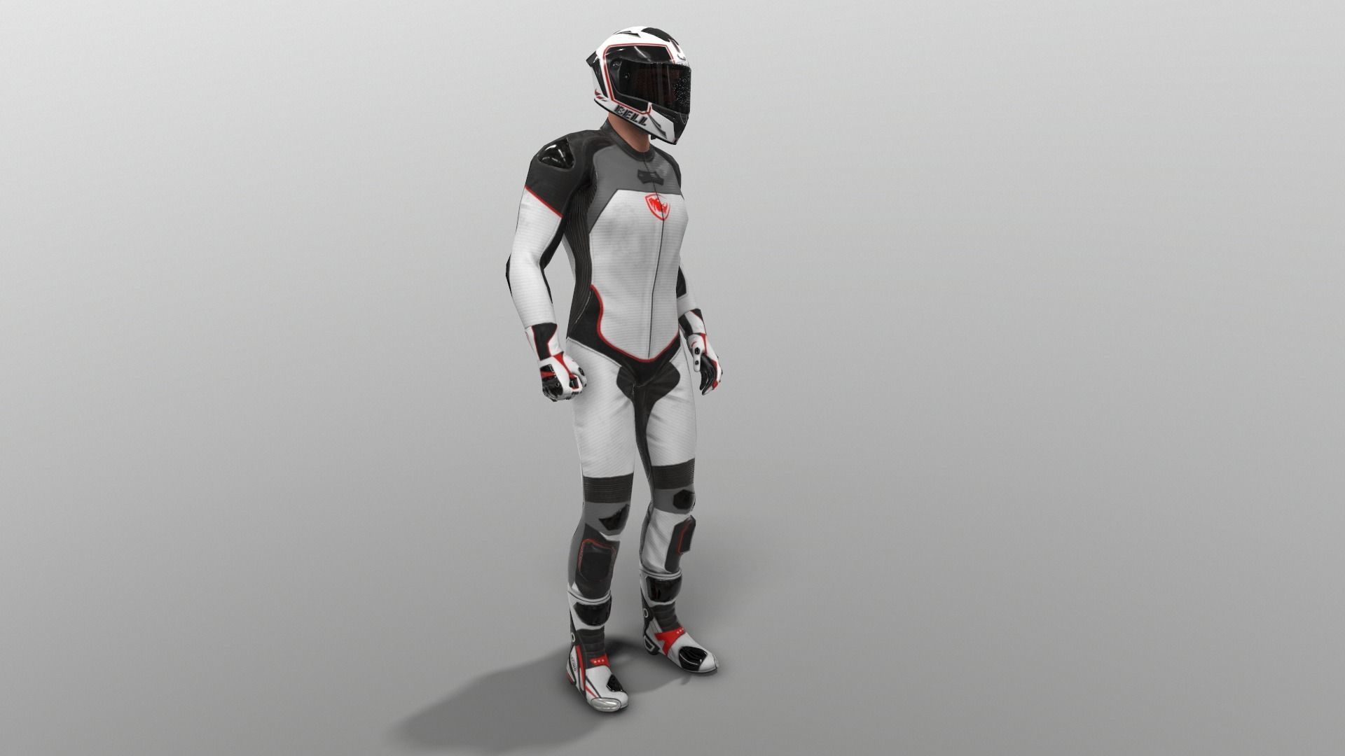 motorcycle rider in racing suit Low-poly 3D model_2