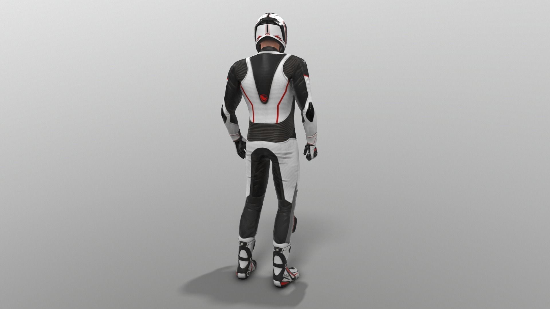motorcycle rider in racing suit Low-poly 3D model_4