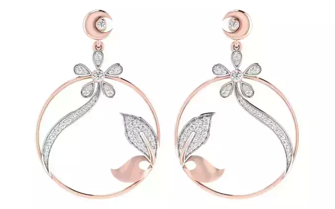 Women Drop earrings 3dm render detail