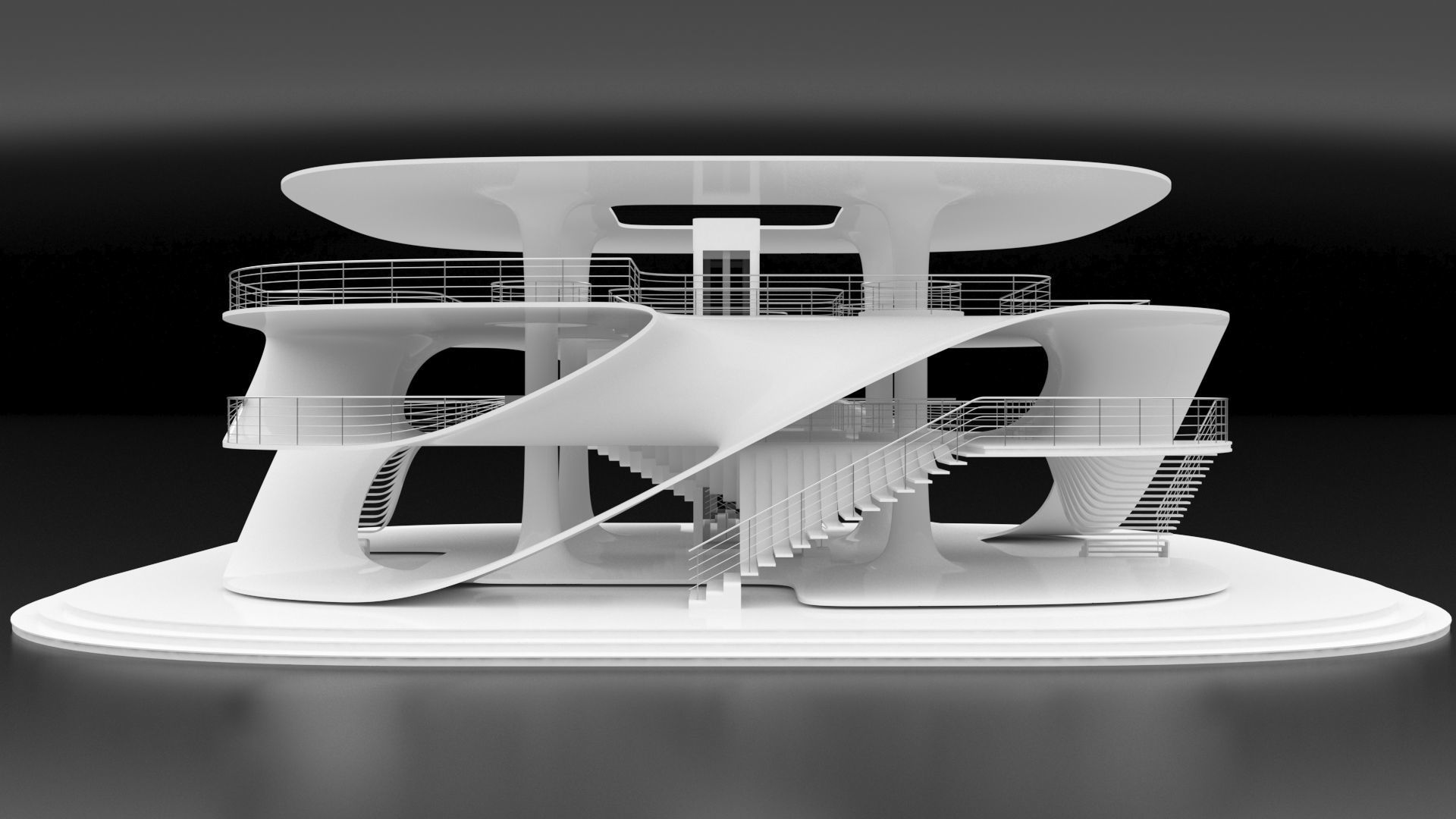 Futuristic Parametric Sci-Fi Exhibition Pavilion Architecture 3D model_6