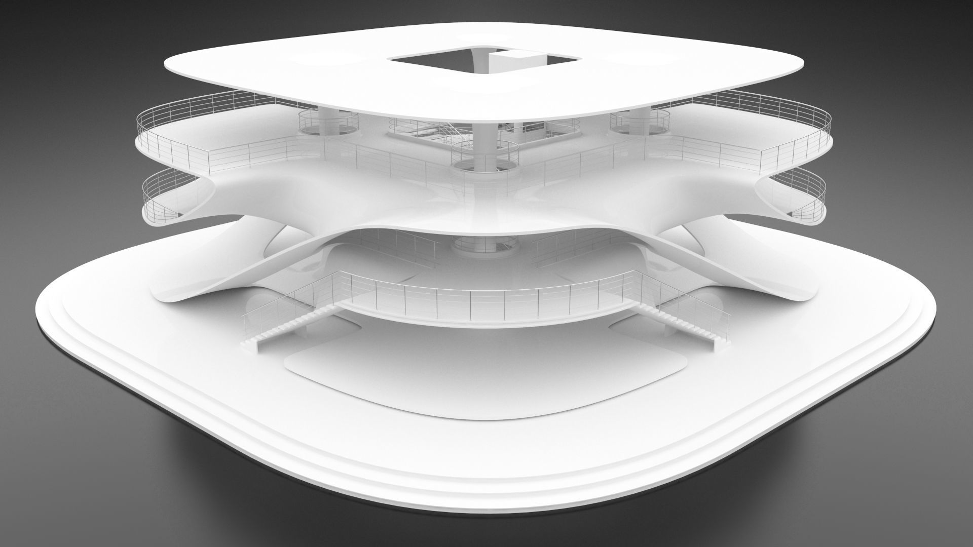 Futuristic Parametric Sci-Fi Exhibition Pavilion Architecture 3D model_2
