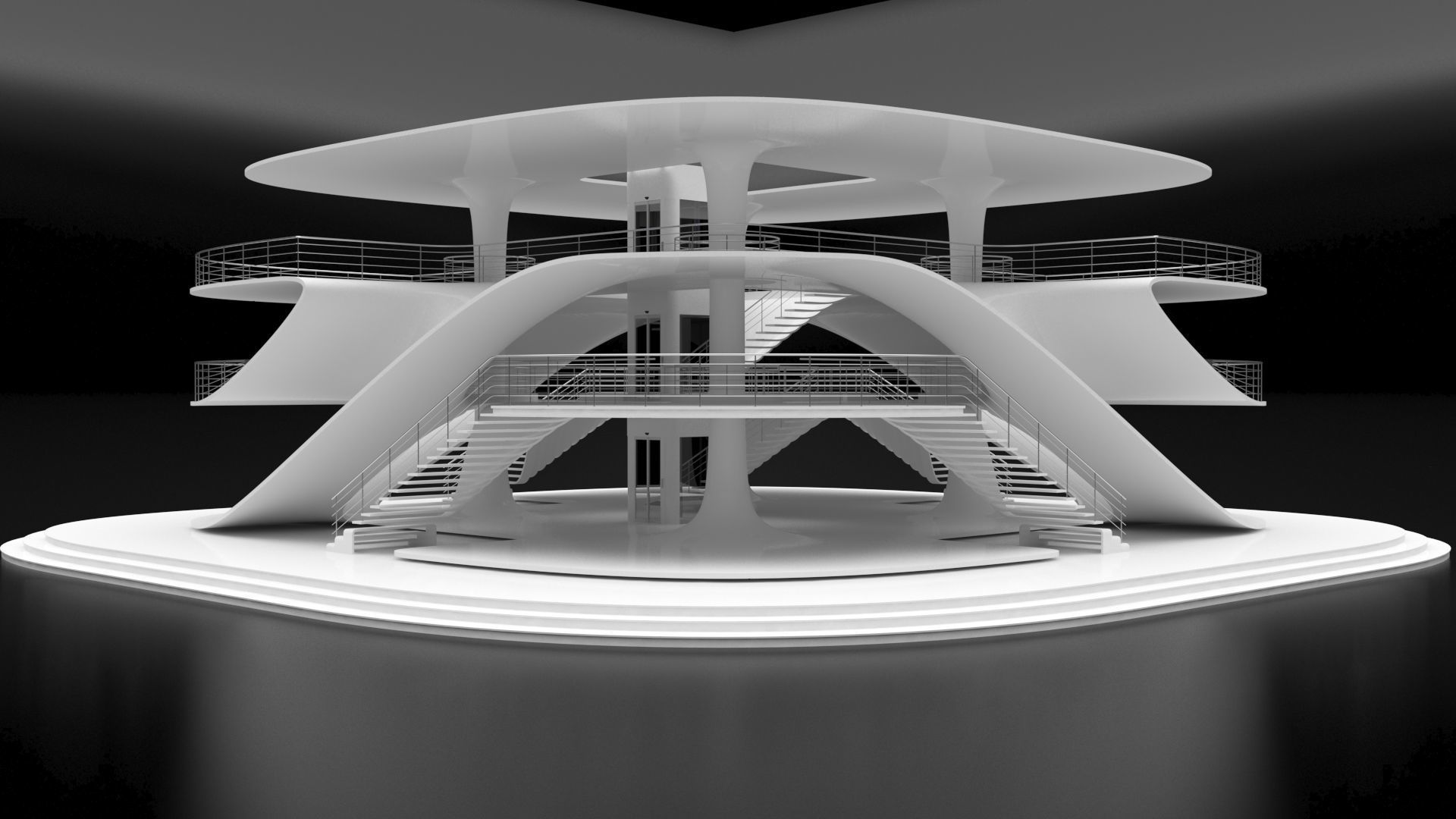 Futuristic Parametric Sci-Fi Exhibition Pavilion Architecture 3D model_7