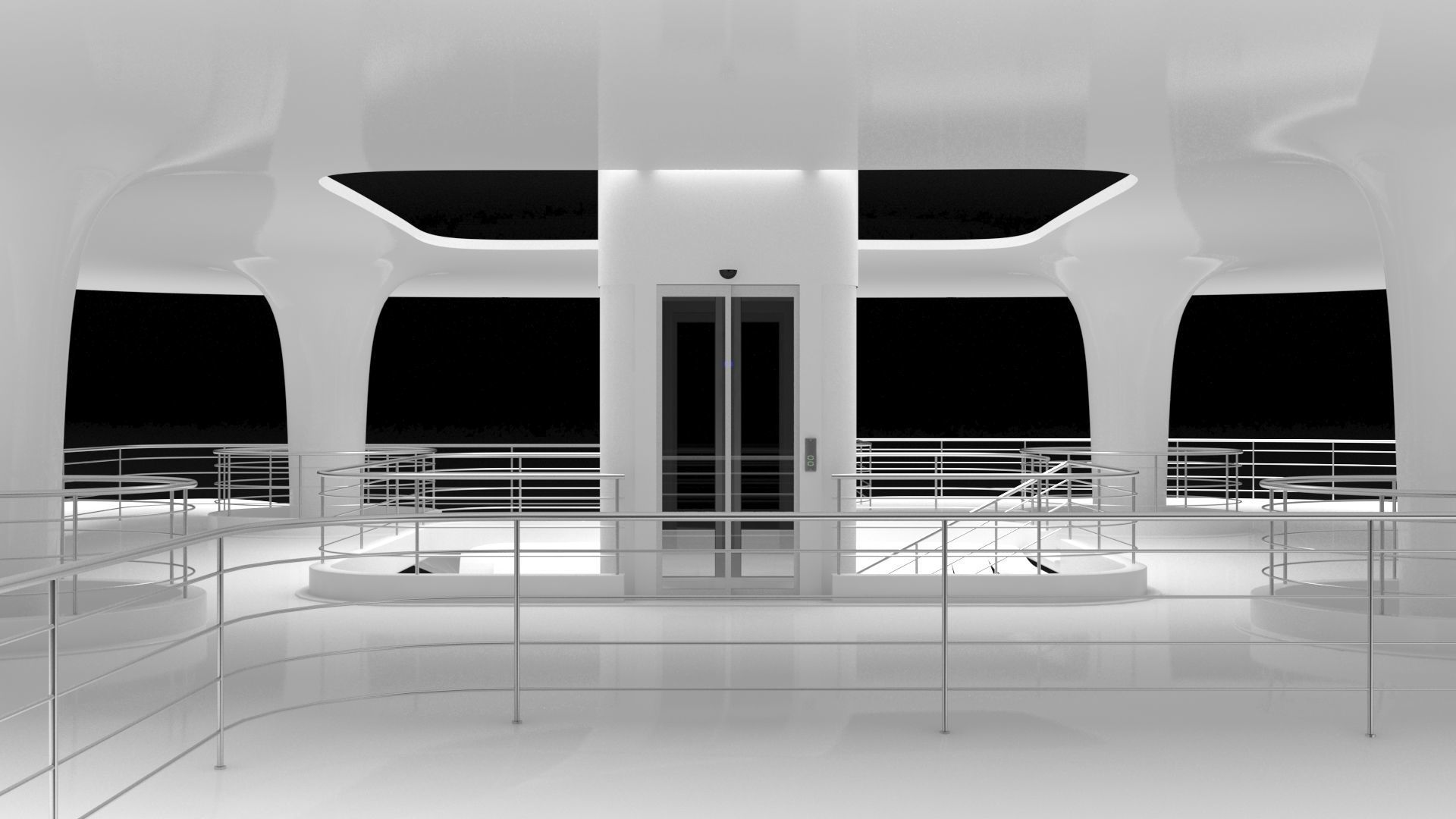 Futuristic Parametric Sci-Fi Exhibition Pavilion Architecture 3D model_14