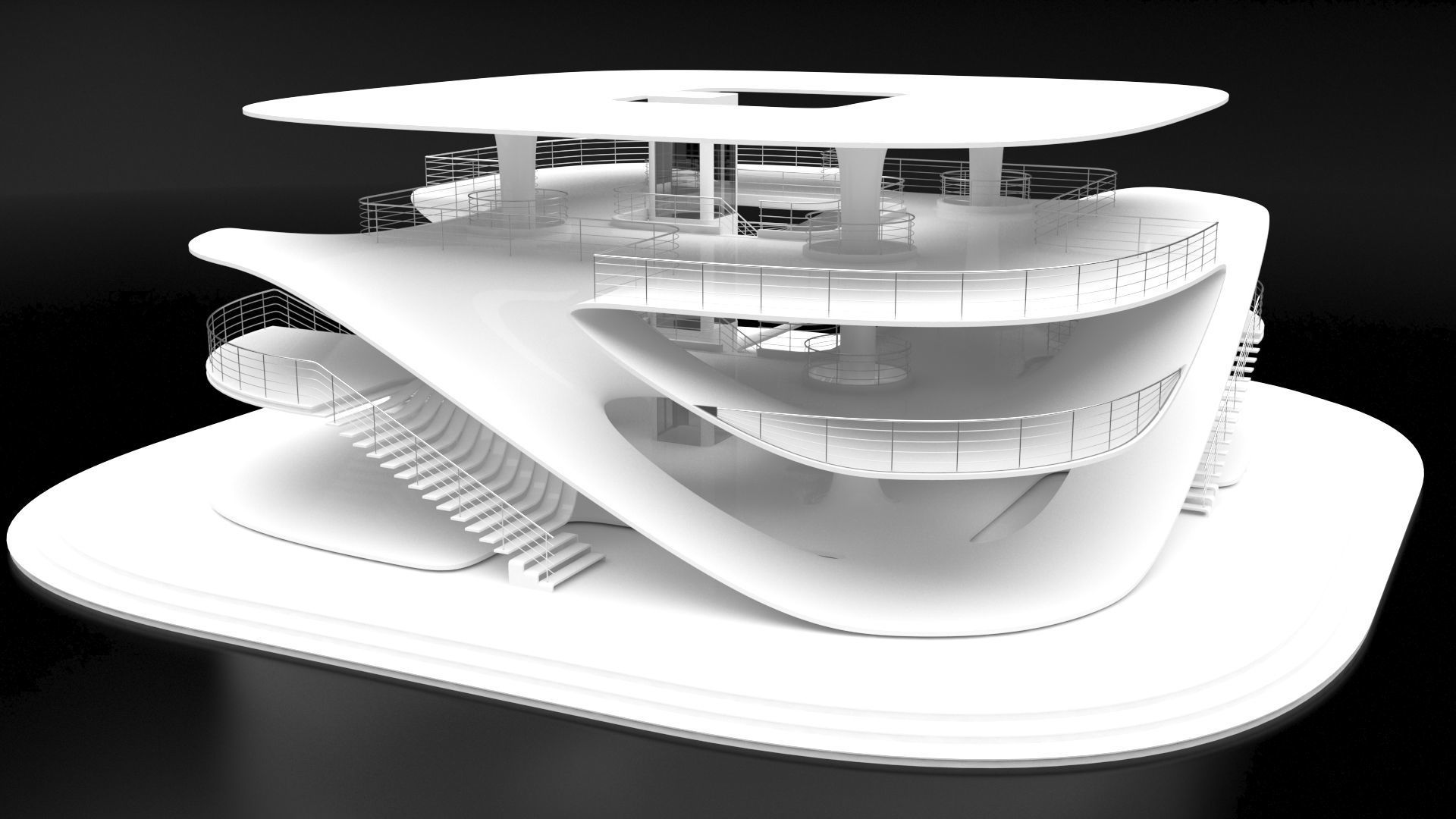 Futuristic Parametric Sci-Fi Exhibition Pavilion Architecture 3D model_3