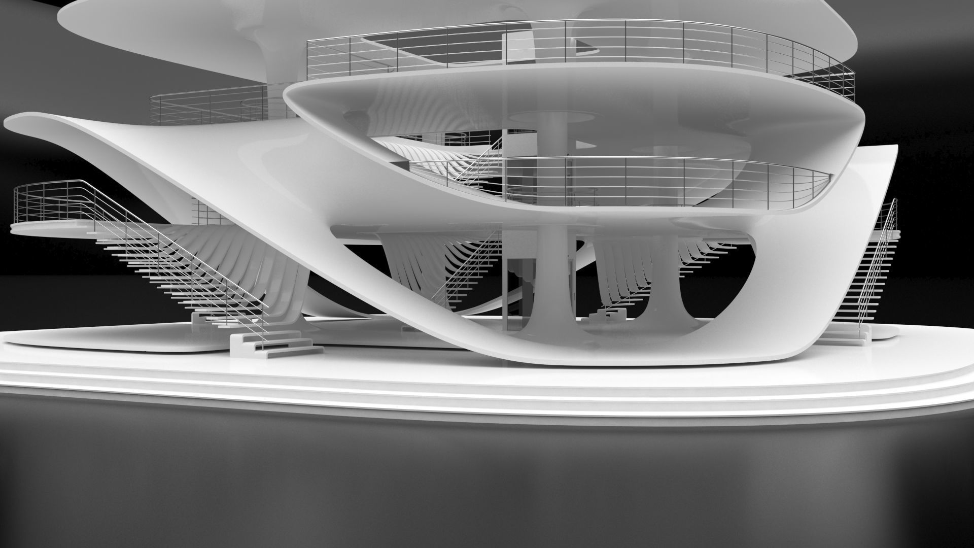Futuristic Parametric Sci-Fi Exhibition Pavilion Architecture 3D model_5