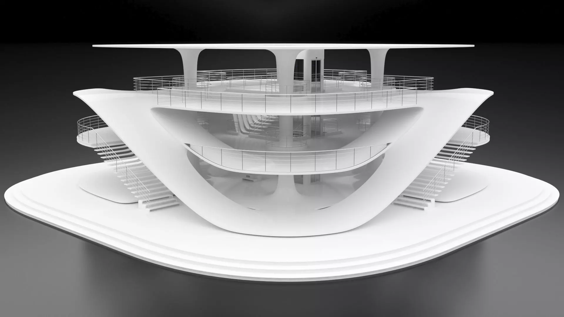 Futuristic Parametric Sci-Fi Exhibition Pavilion Architecture 3D model_0