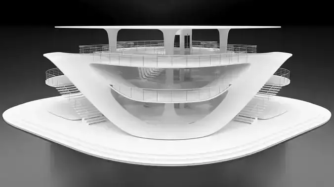 Futuristic Parametric Sci-Fi Exhibition Pavilion Architecture 3D model