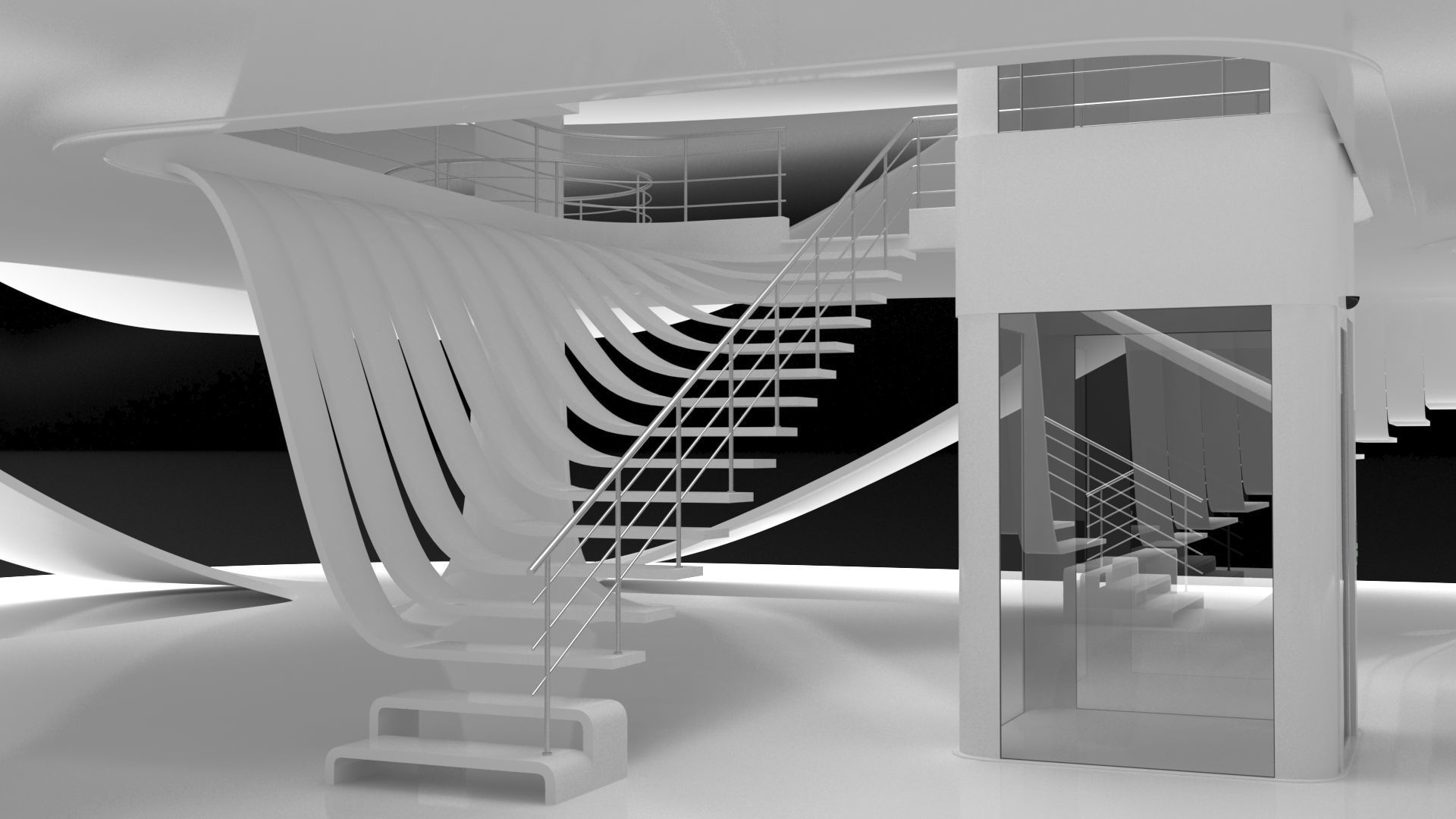 Futuristic Parametric Sci-Fi Exhibition Pavilion Architecture 3D model_10