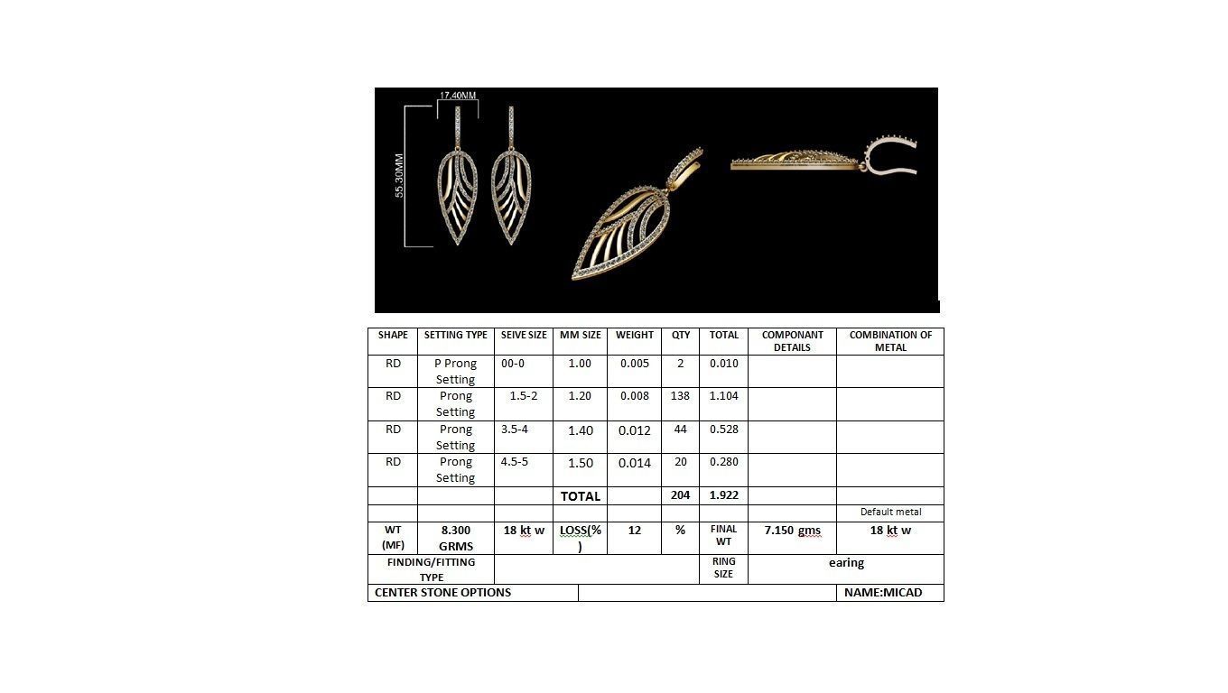 Women Drop earrings 3dm render detail 3D print model_1