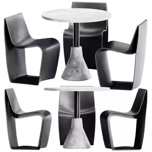 MDF Italia Sign Matt Chair and Big Foot Table 80 by Sedex