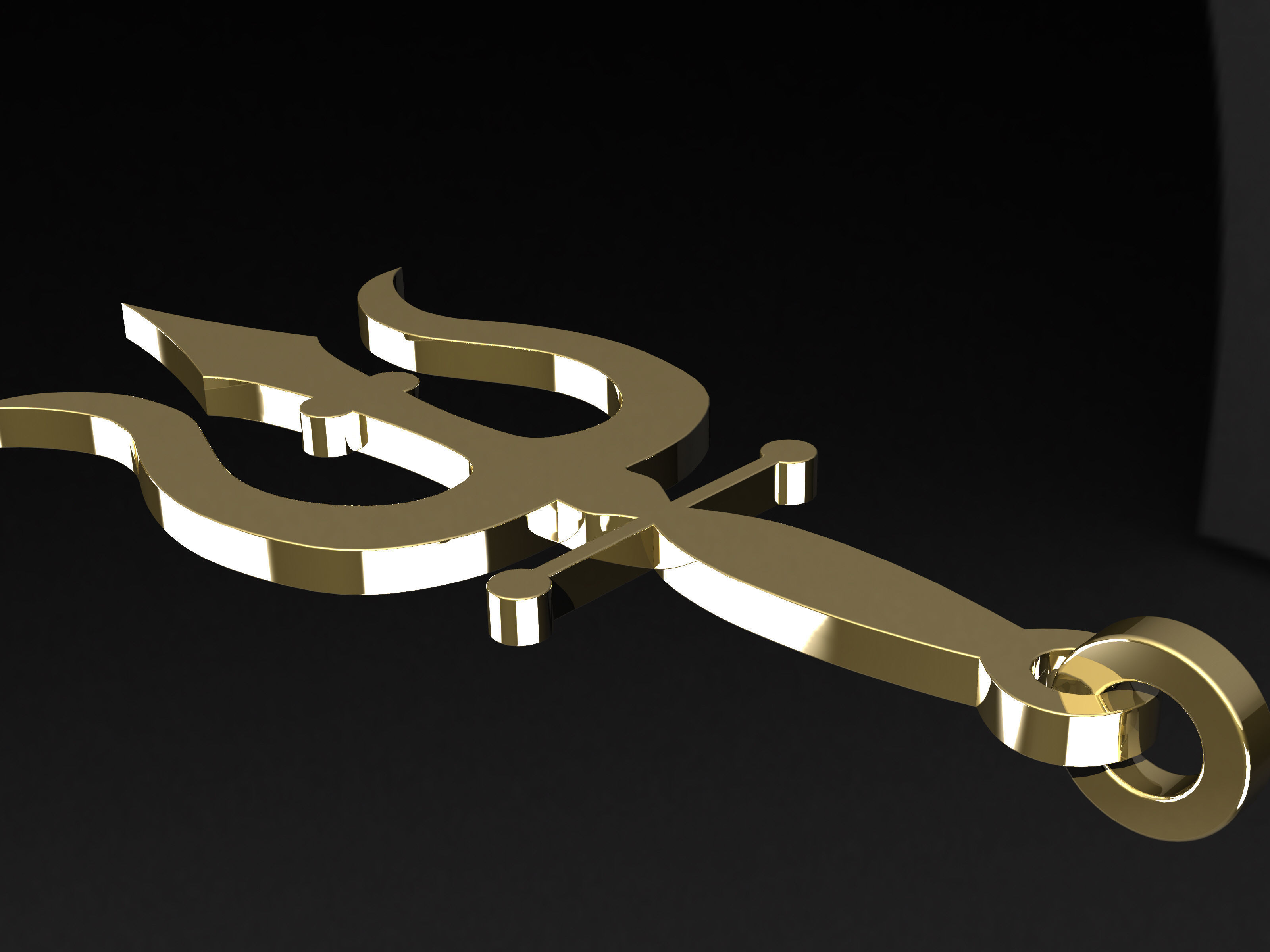 Poseidon trident 3D print model_6