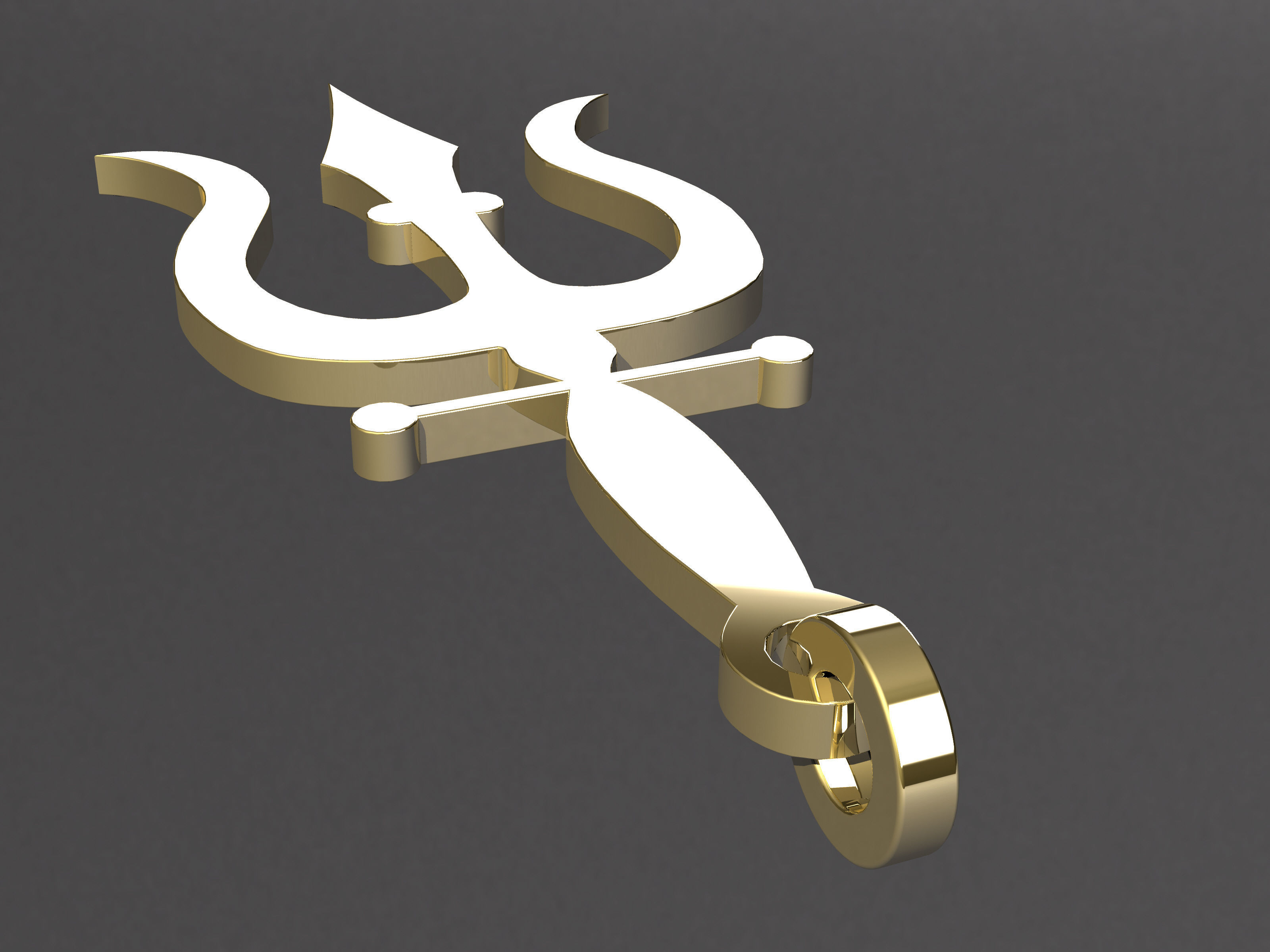 Poseidon trident 3D print model_5