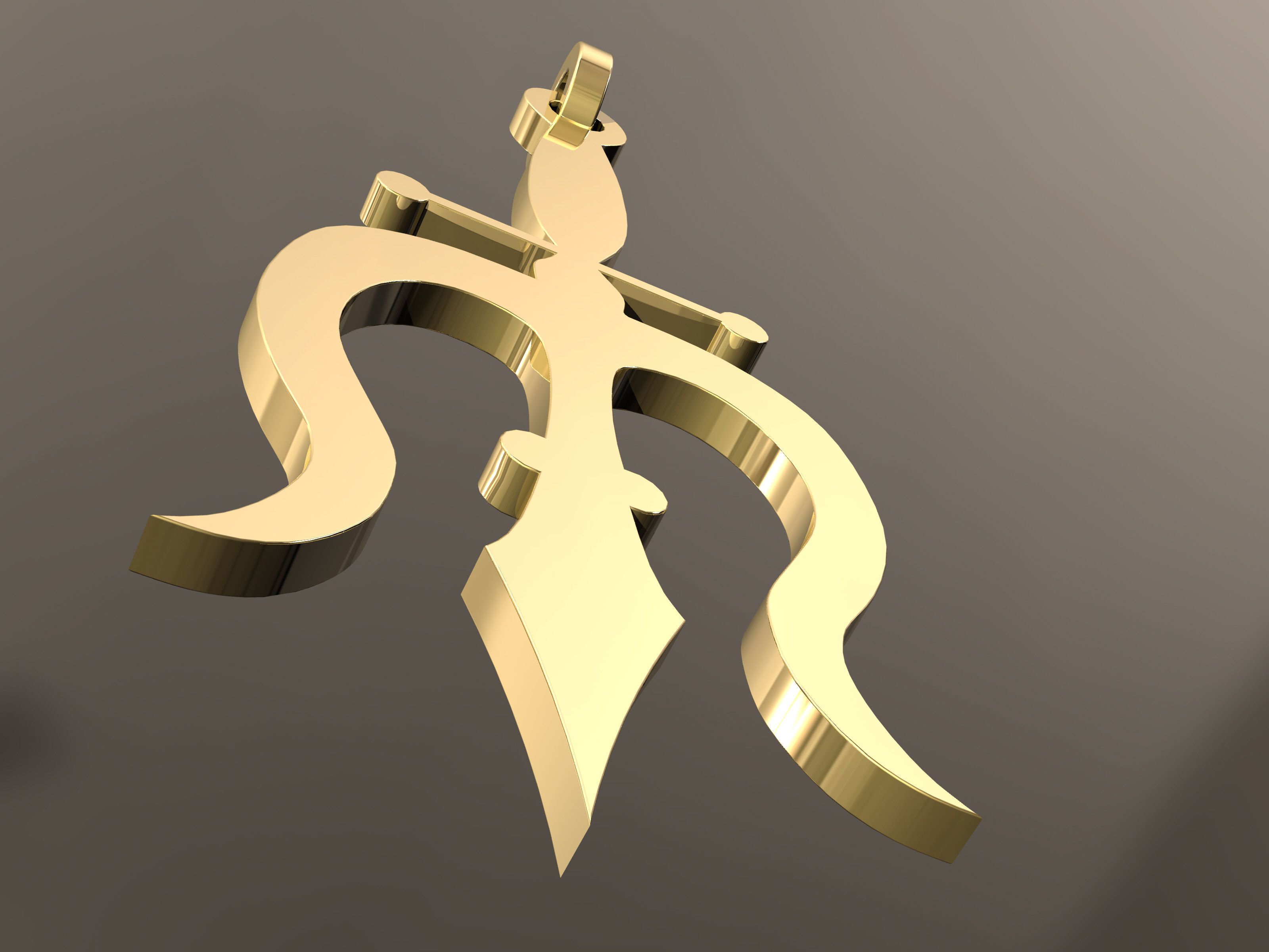 Poseidon trident 3D print model_3
