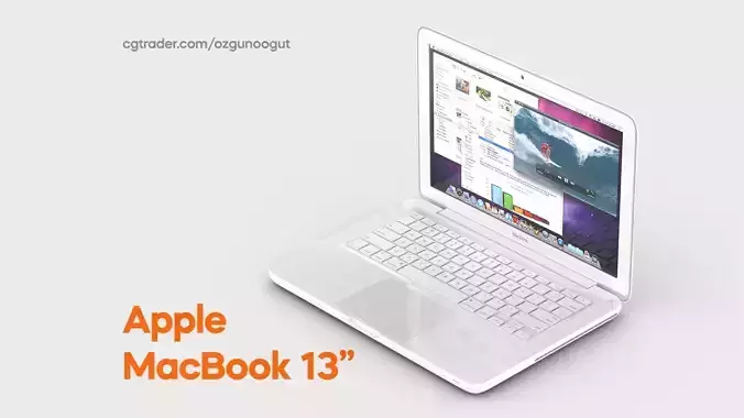 Apple MacBook 13-inch White PC Unibody Notebook Computer 3D model