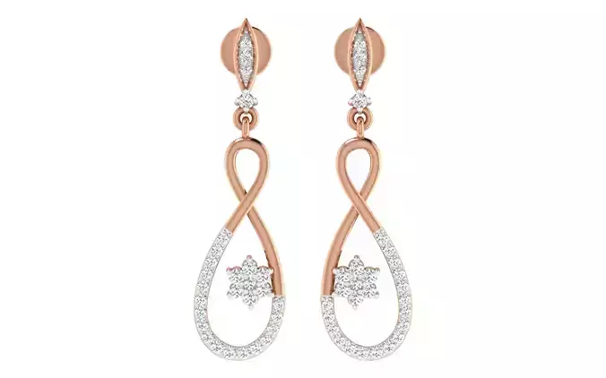 Women Long earrings 3dm render detail