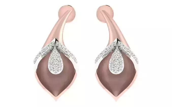 Women Studs earrings 3dm render detail