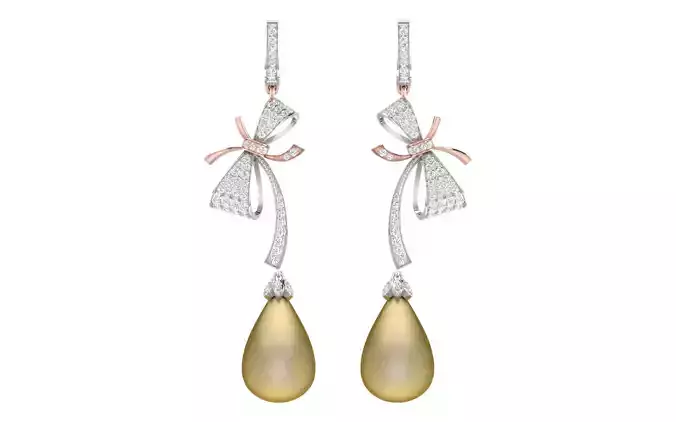 Women Drop earrings 3dm render detail