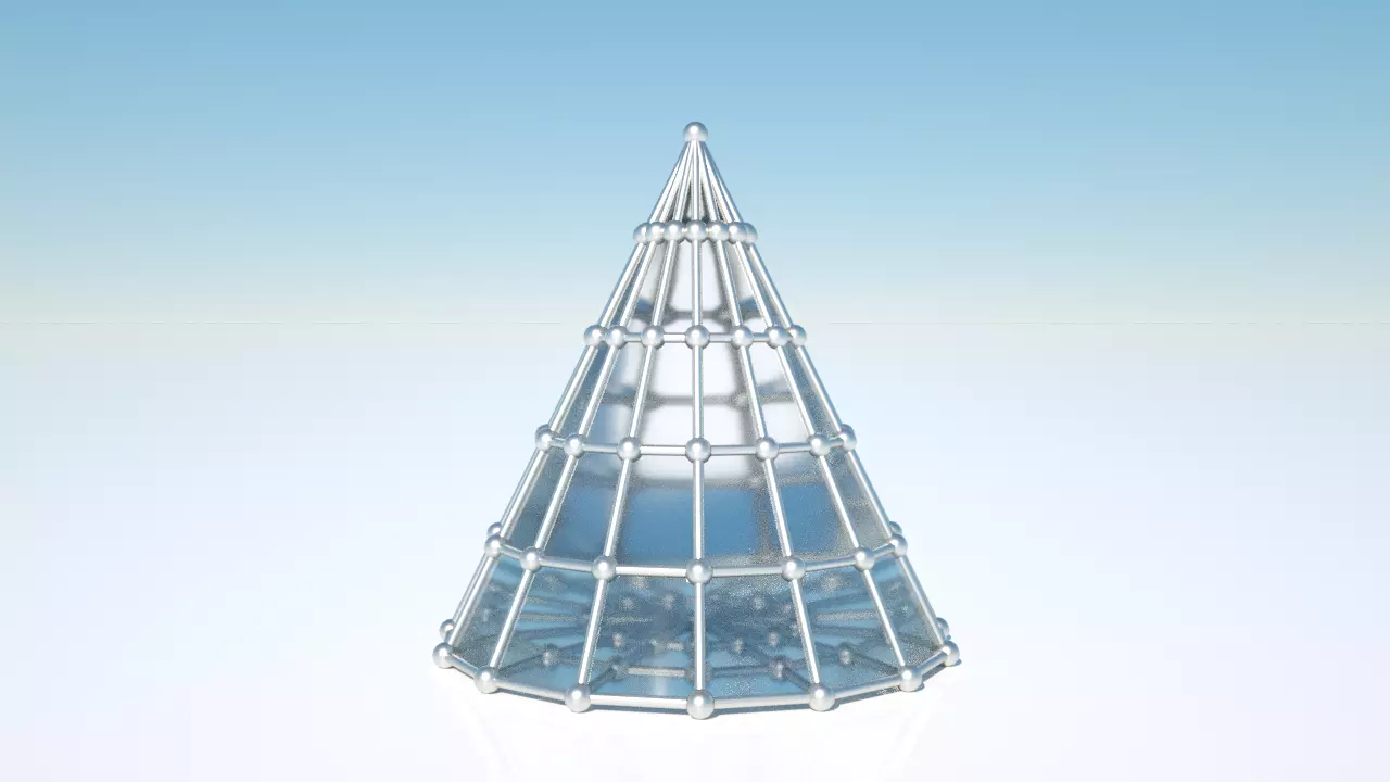 Cone - 1 glass tower on sky Free 3D model_0