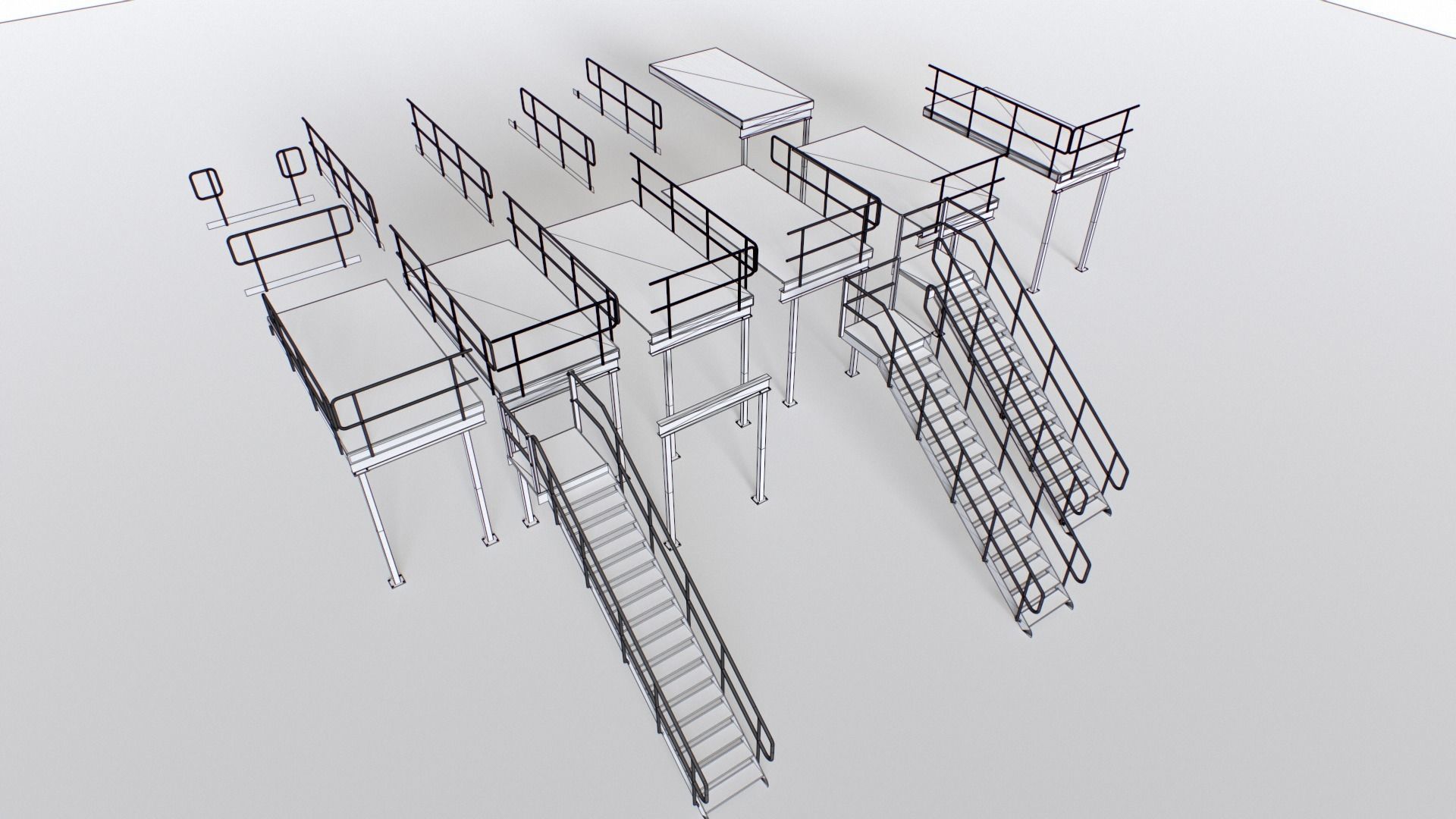 Industrial Platform Modular Low-poly 3D model_15