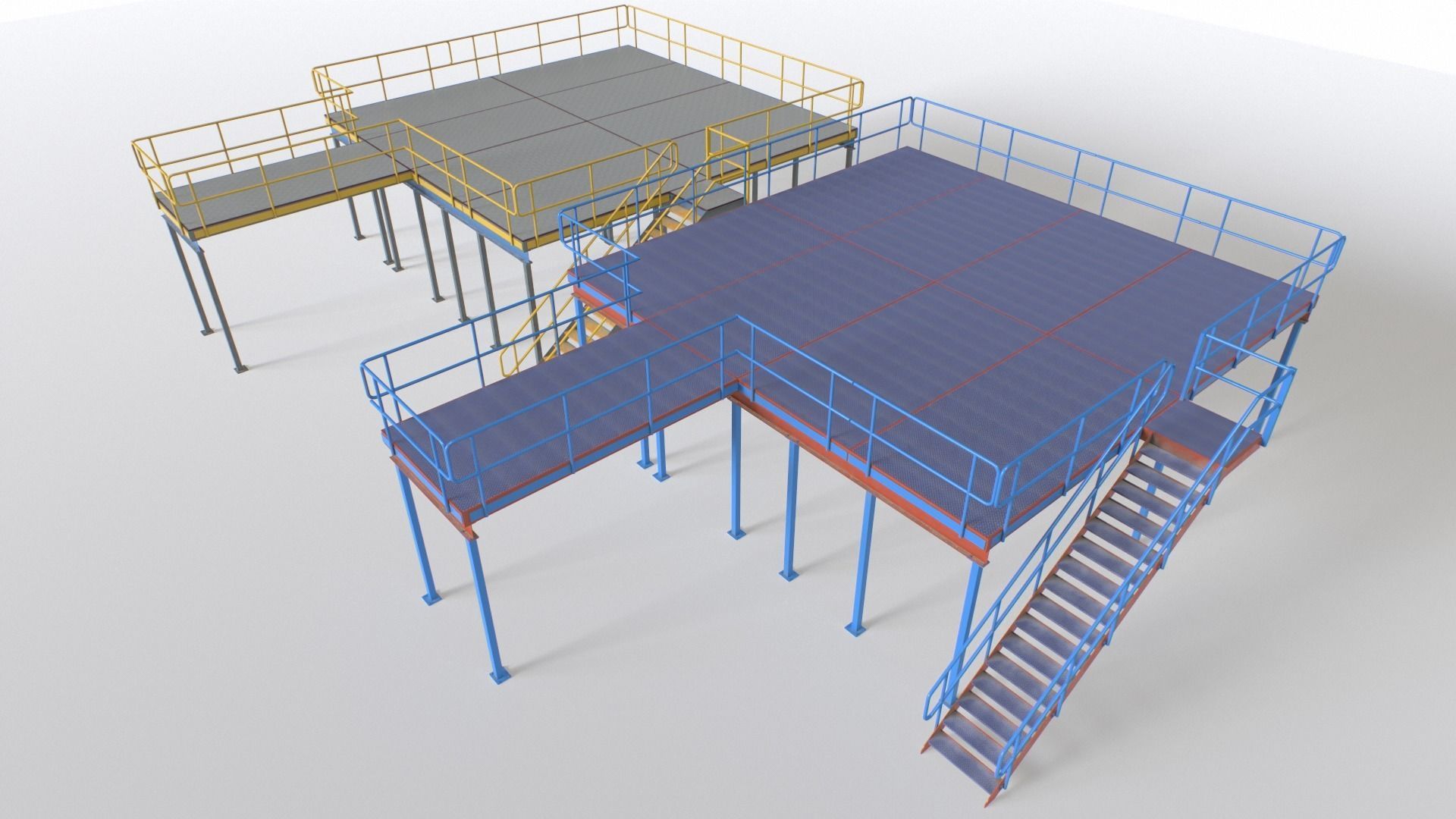 Industrial Platform Modular Low-poly 3D model_6