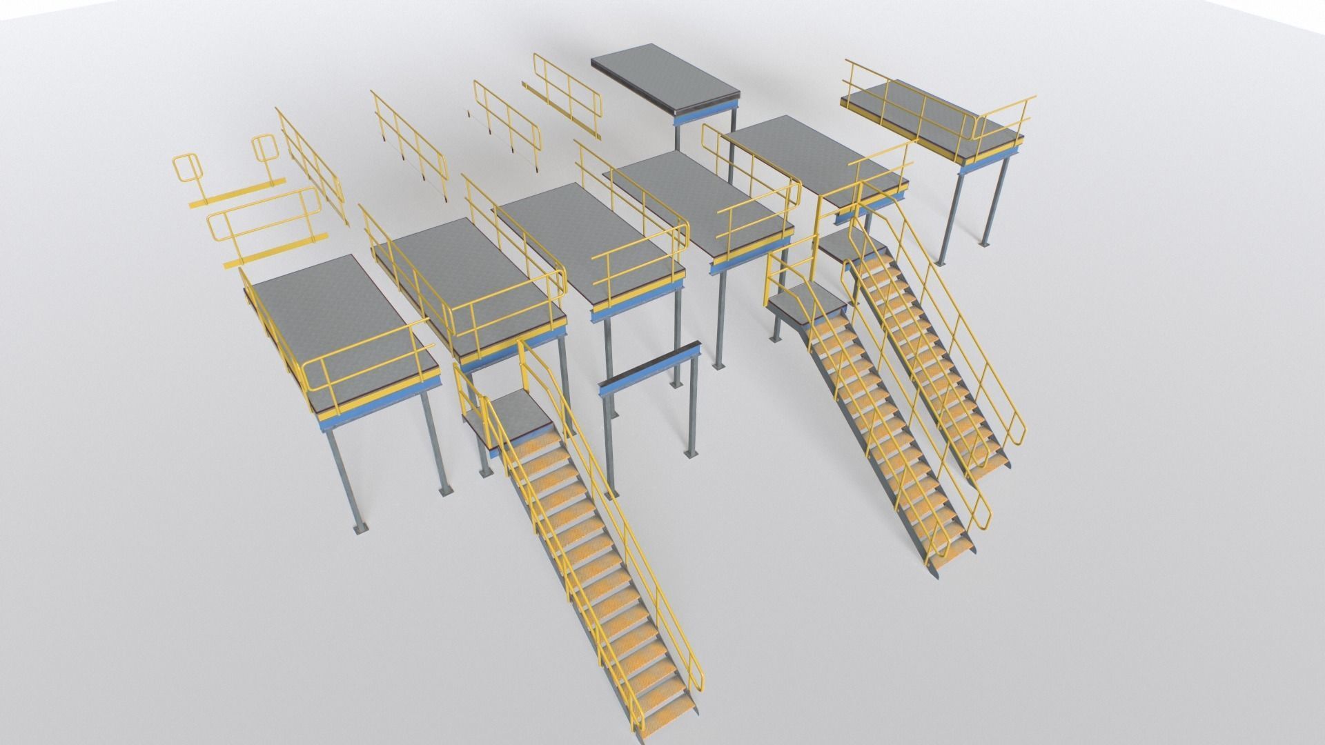 Industrial Platform Modular Low-poly 3D model_14