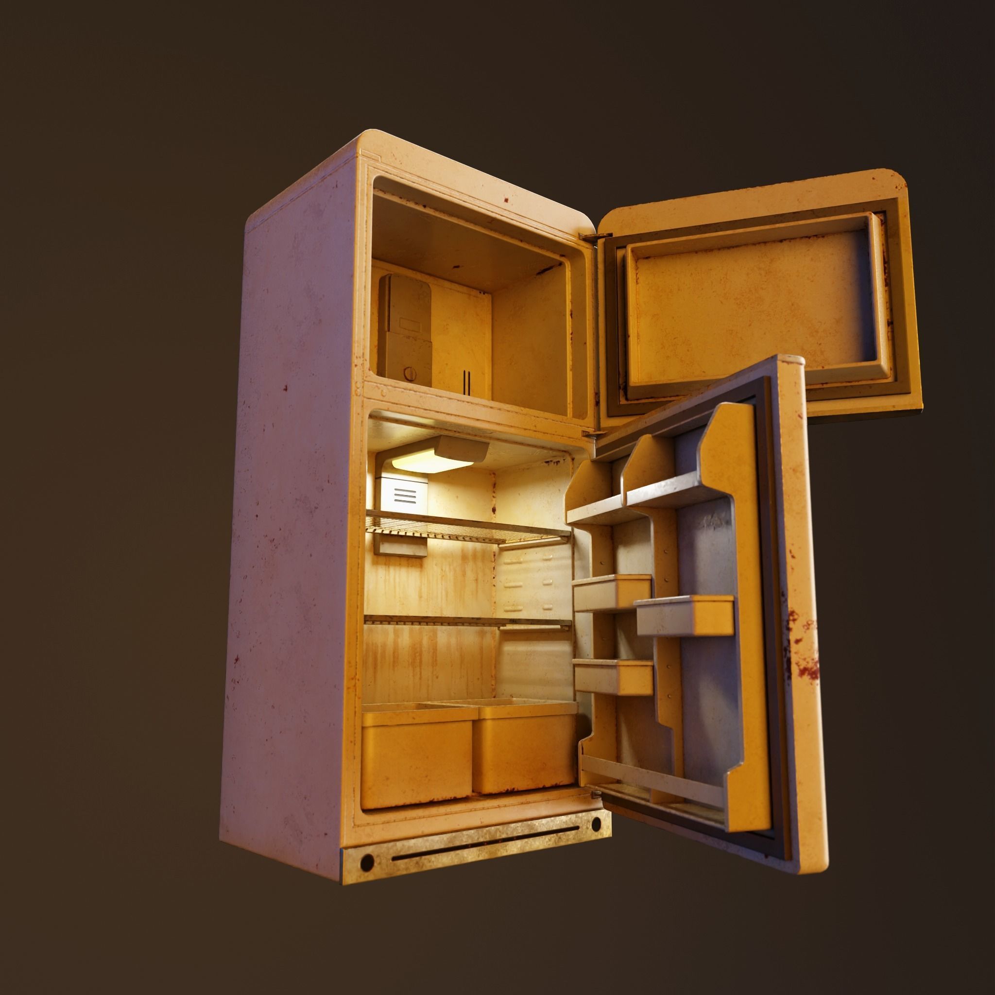 Rusty fridge - PBR Game Ready Low-poly 3D model_2