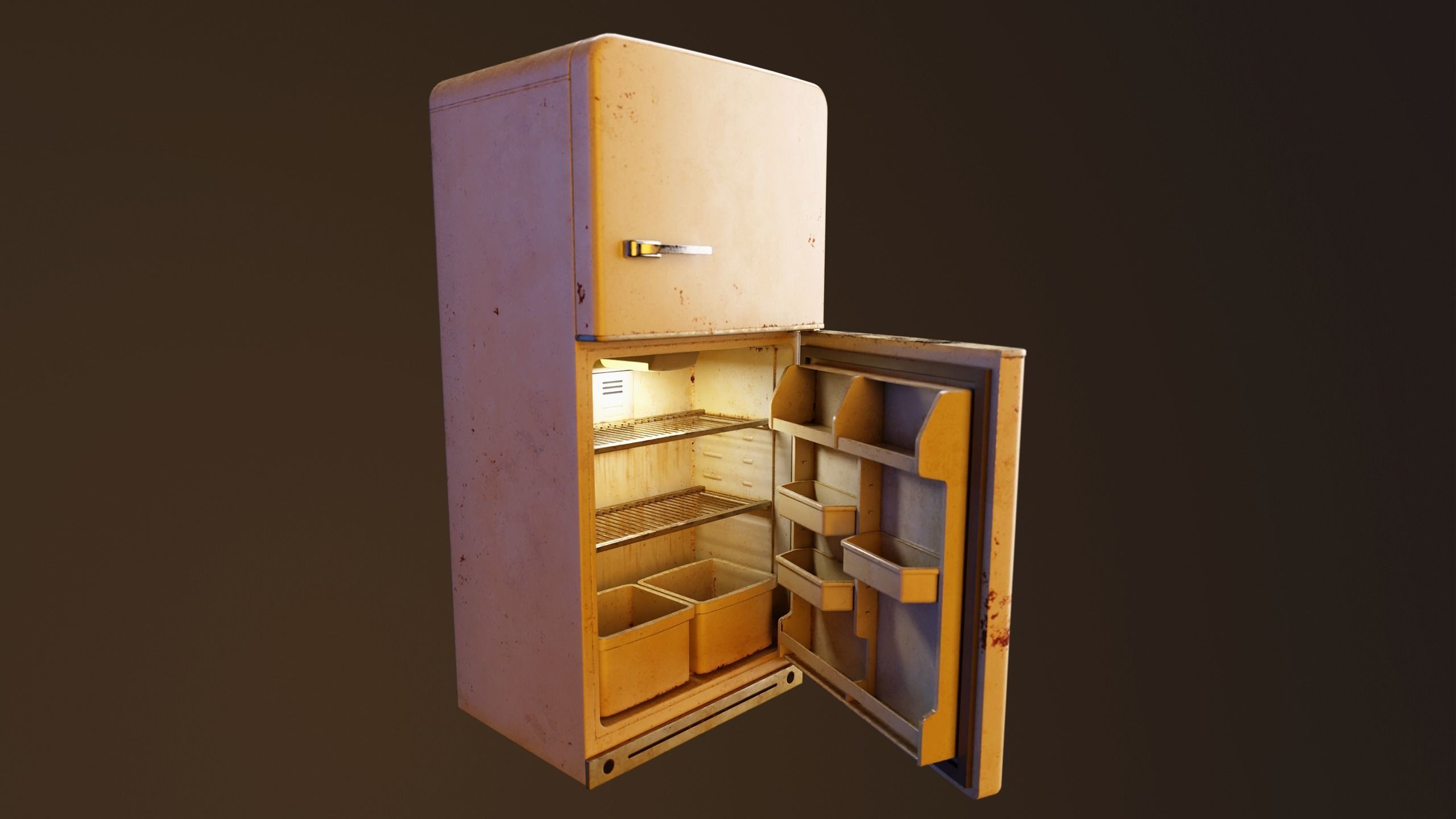 Rusty fridge - PBR Game Ready Low-poly 3D model_4