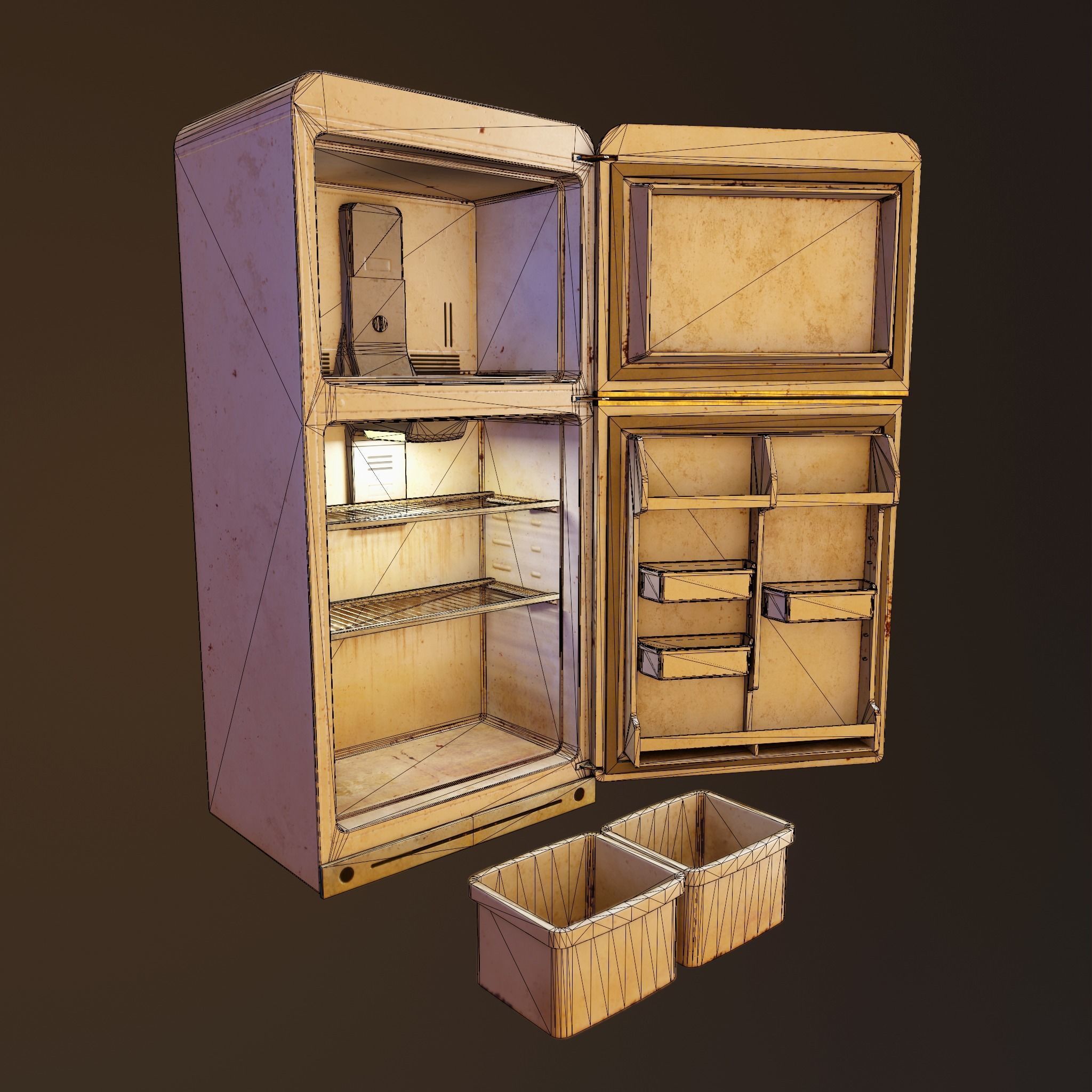 Rusty fridge - PBR Game Ready Low-poly 3D model_6