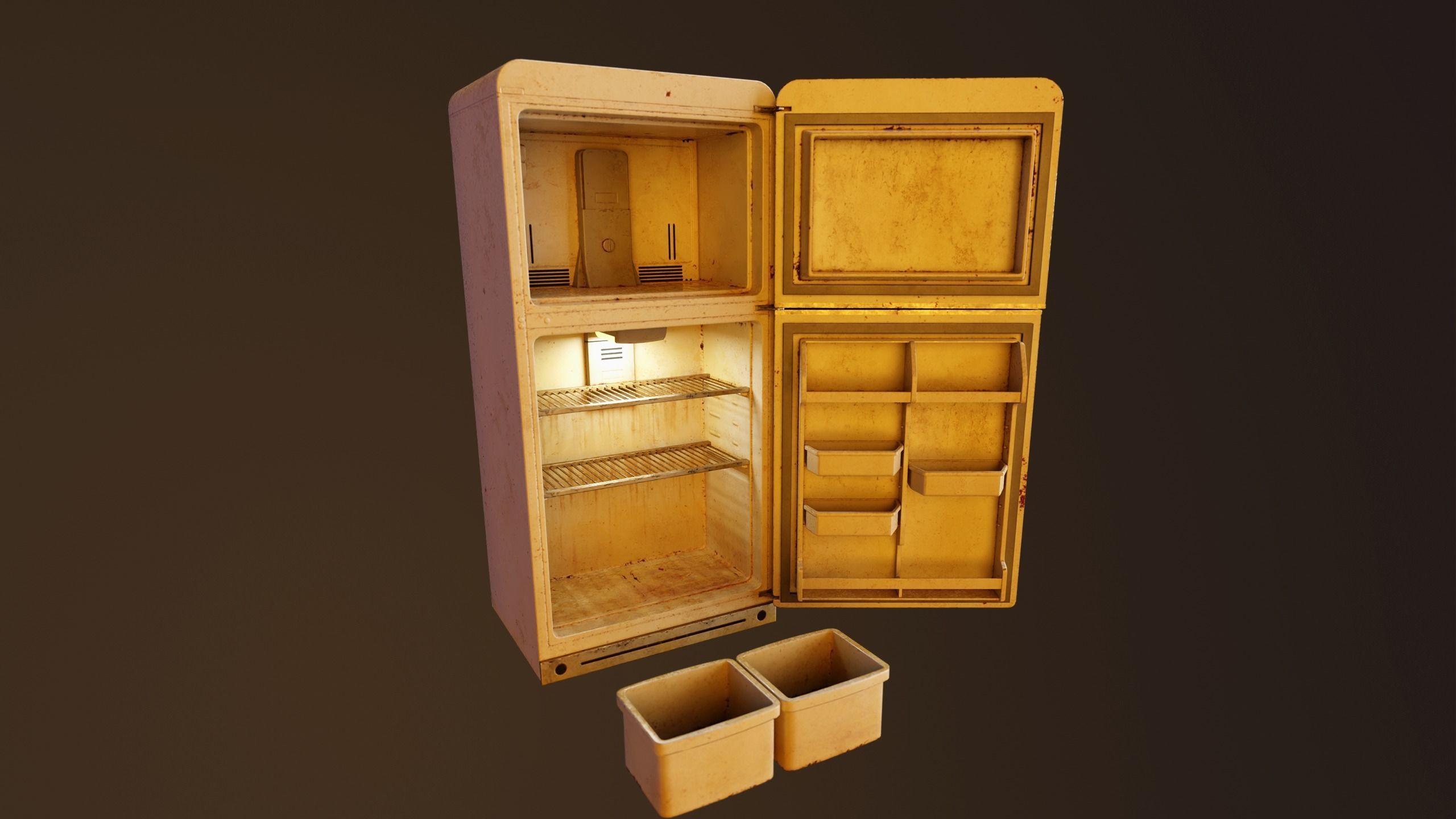 Rusty fridge - PBR Game Ready Low-poly 3D model_5
