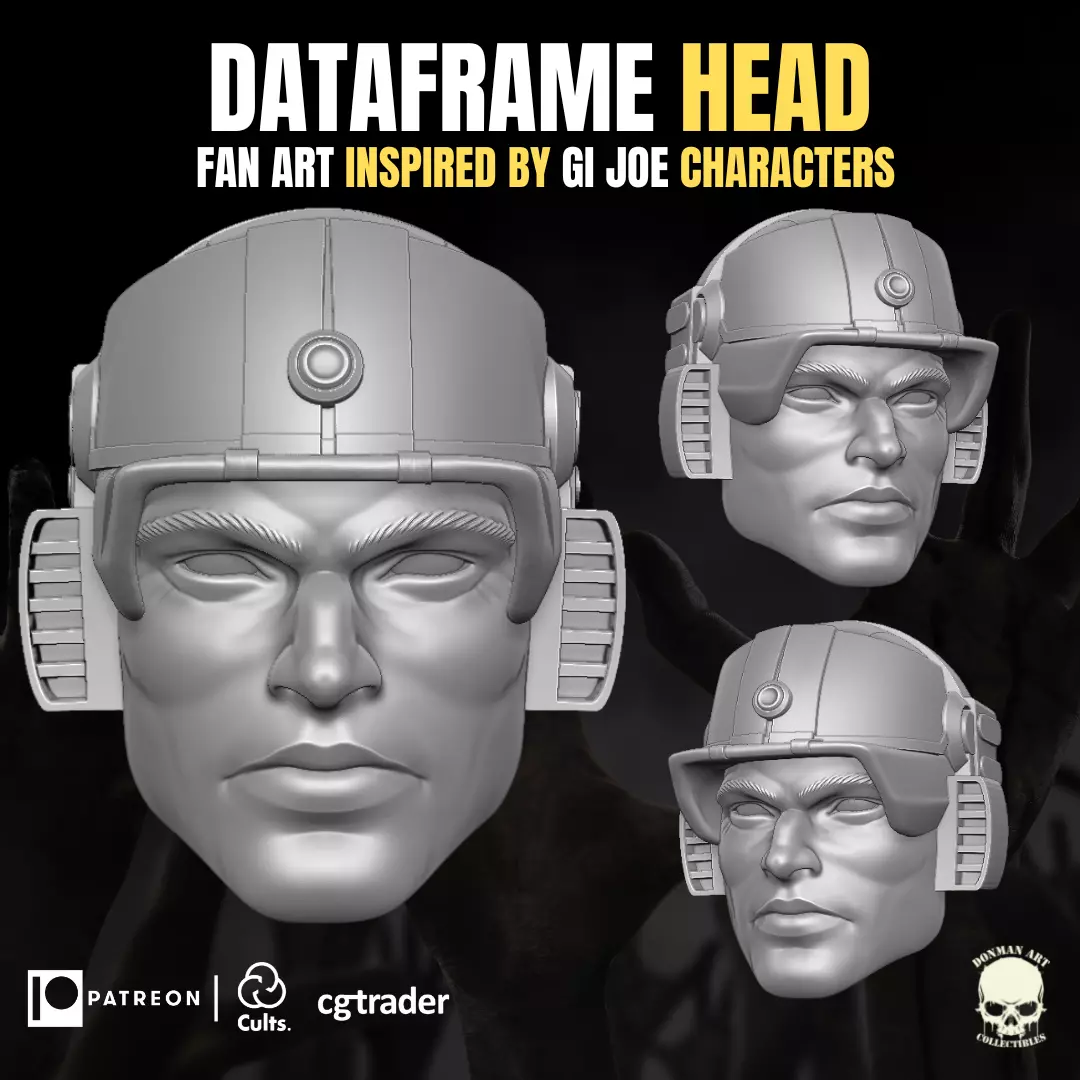 Dataframe fan art head 3D printable File For Action Figures 3D print model