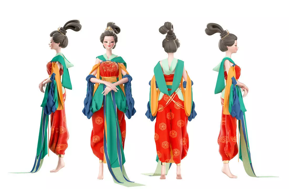 C4d  Dunhuang clothing flying fairy model 3D model_0