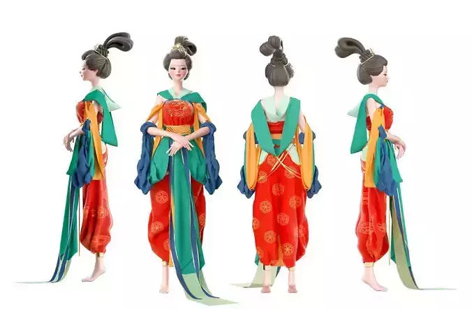 C4d  Dunhuang clothing flying fairy model 3D model